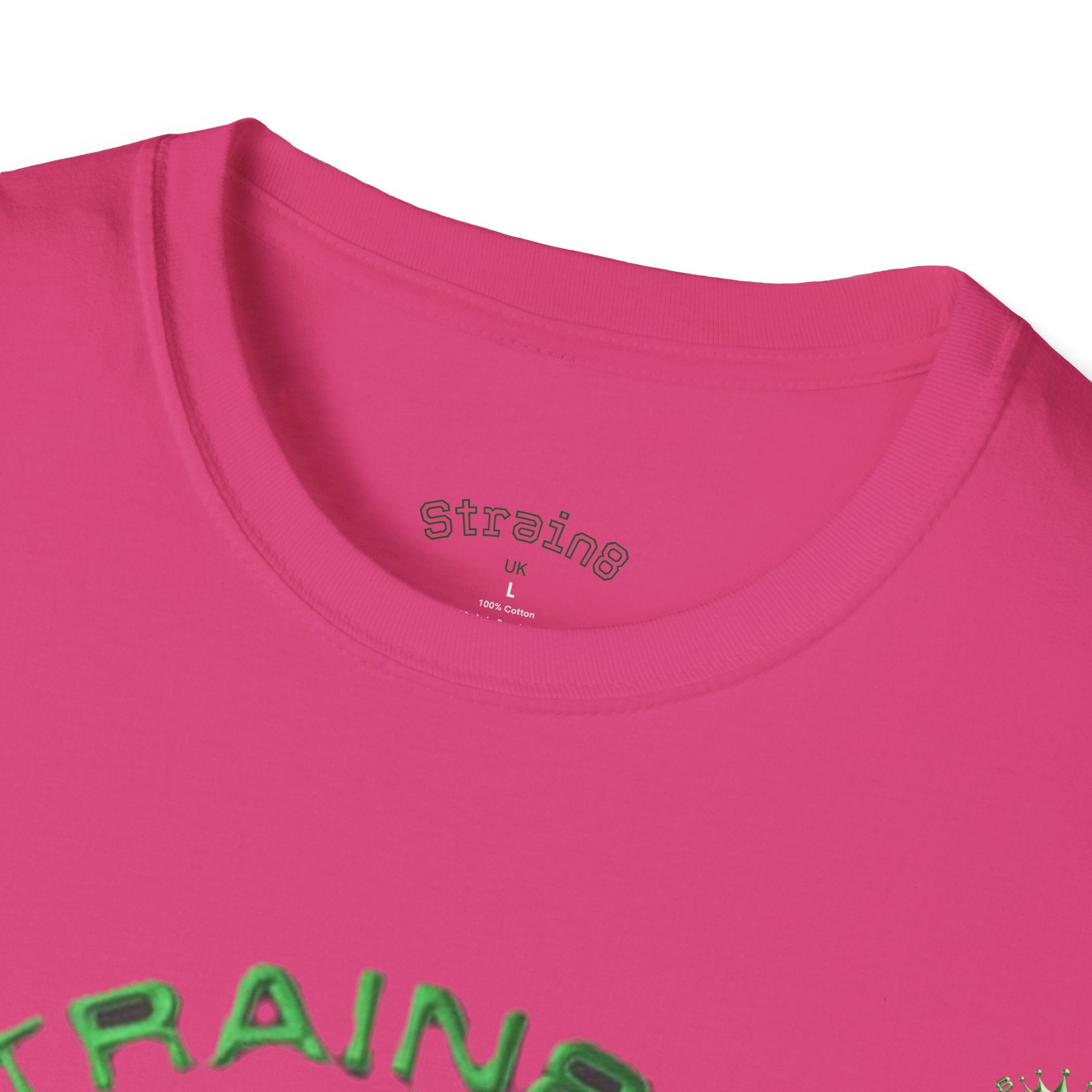 Strain8-UK logo/cannabis T-Shirt — Green Snake Crest 'STRAIN8-UK' Graphic Tee