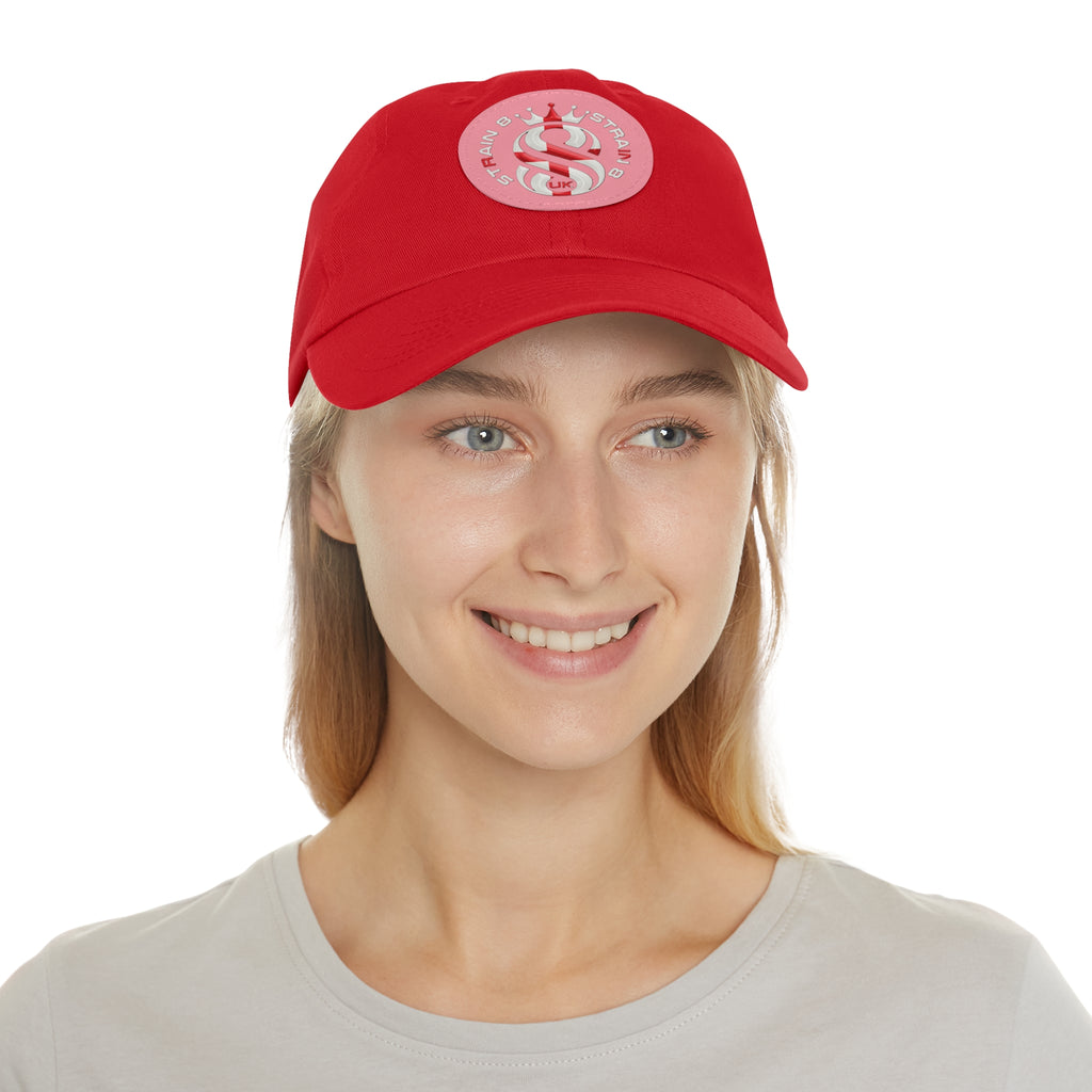Leather Patch Dad Hat — Round Strain8-UK Cap for Casual Streetwear