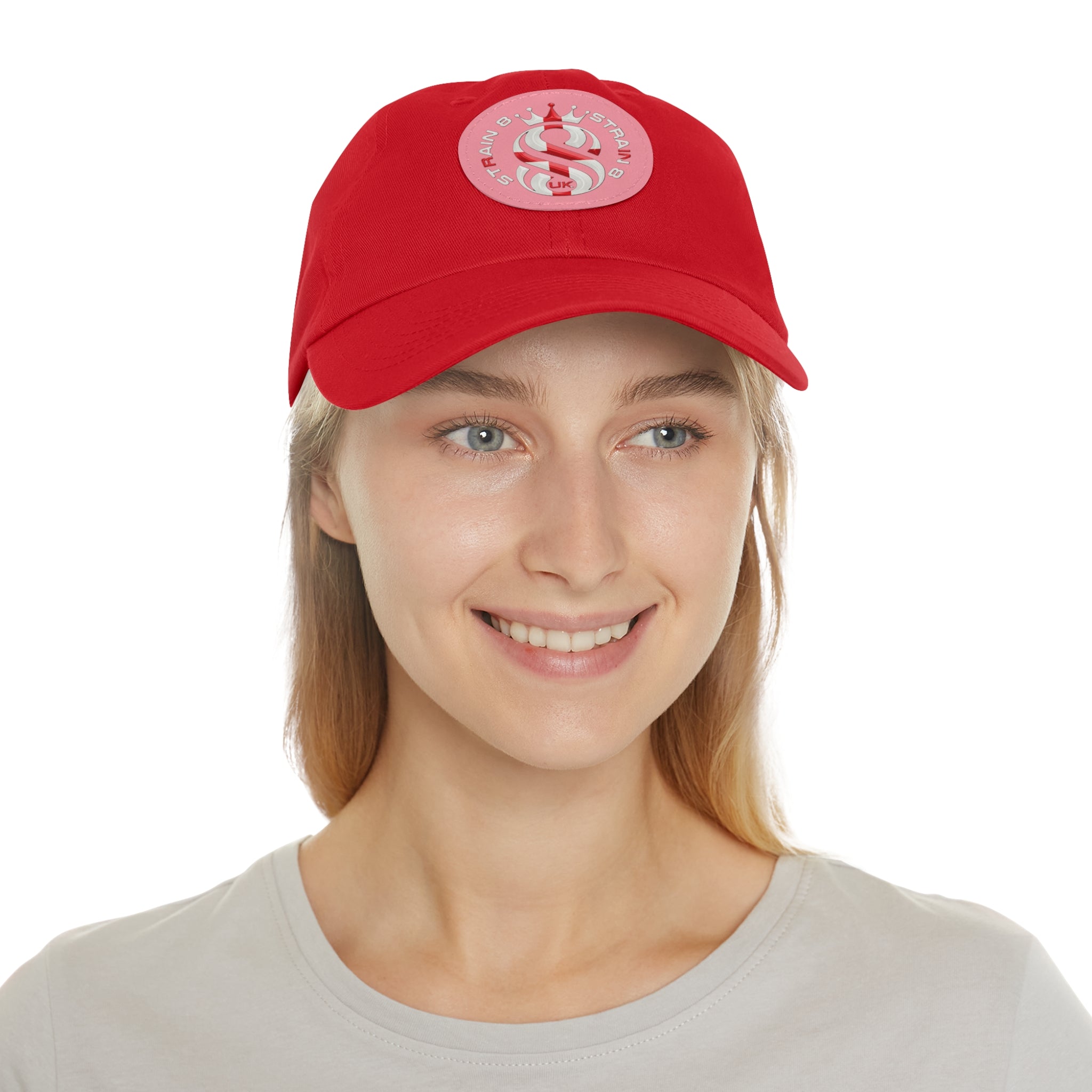 Leather Patch Dad Hat — Round Strain8-UK Cap for Casual Streetwear