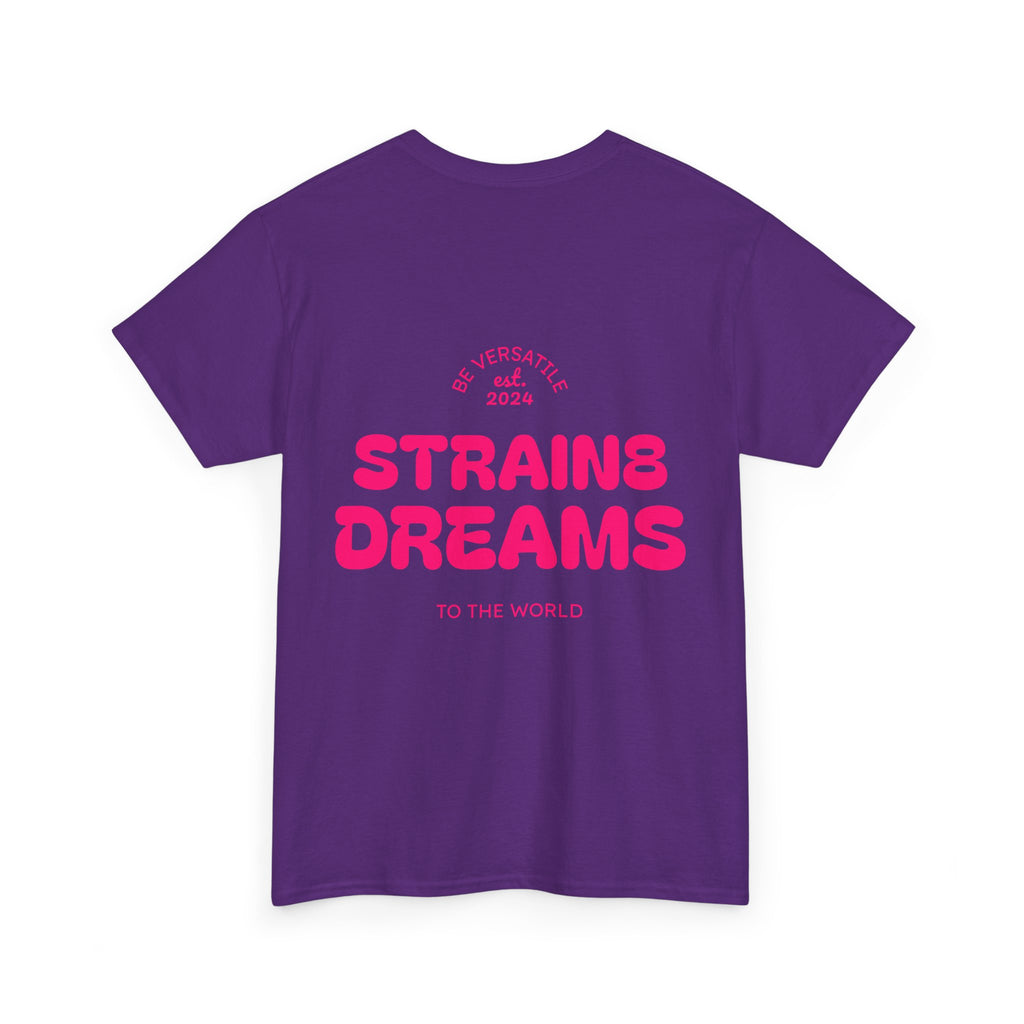 Strain8 Dreams Tee — Bold Pink Logo Graphic T-Shirt