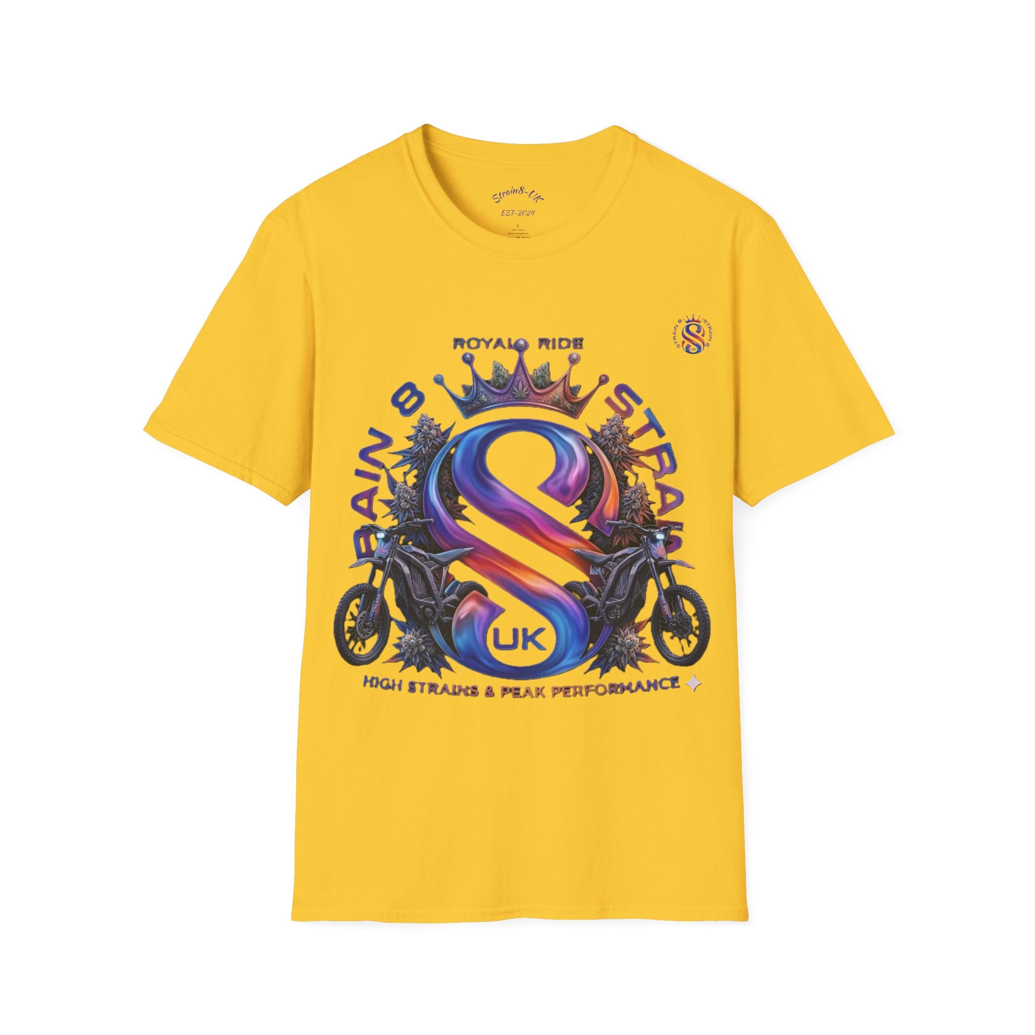 Royal Strain8-UK  Graphic T-Shirt — Bold Crowned "S8-UK" E-Bike Logo Tee