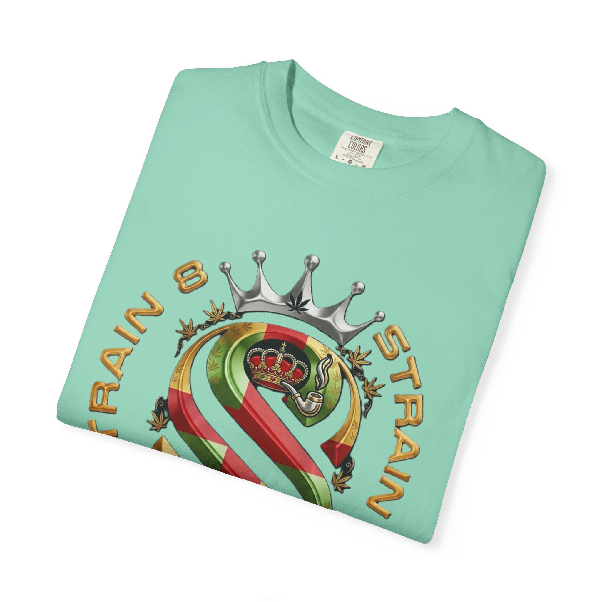Strain8-UK Crown Logo T-Shirt — St George Cross Mixed With Spanish Flahg-Inspired Graphic Tee