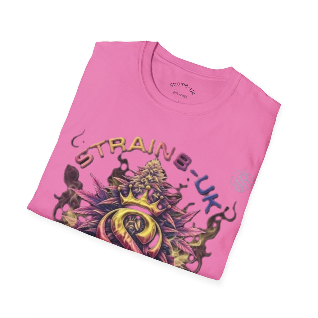 Strain8-UK T‑Shirt — Vibrant Psychedelic Leaf&Logo ‘STRAIN8-UK’ Graphic Tee