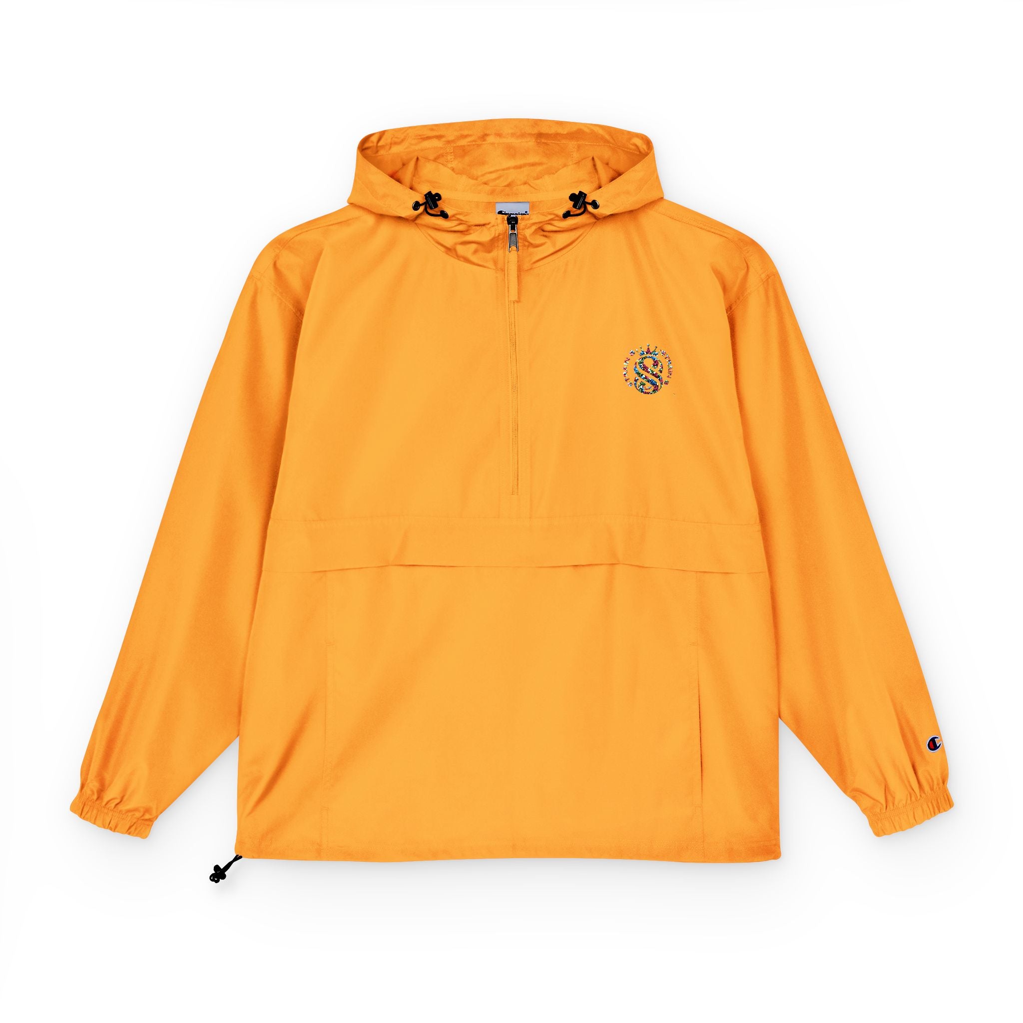 Strain8-uk Packable Orange Anorak Jacket with Script 'S8 Crest