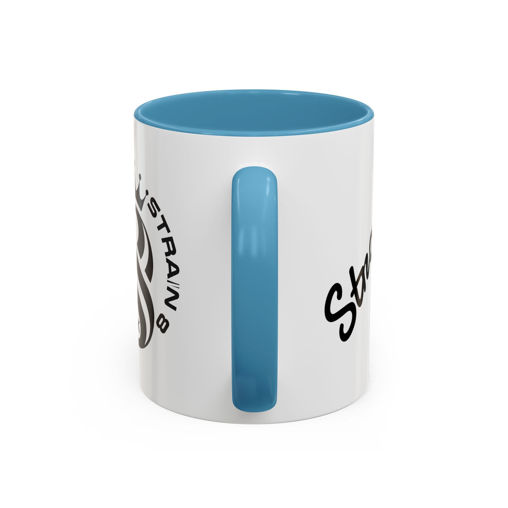 Strain 8 UK Logo Accent Coffee Mug — Crowned S8 Black & White
