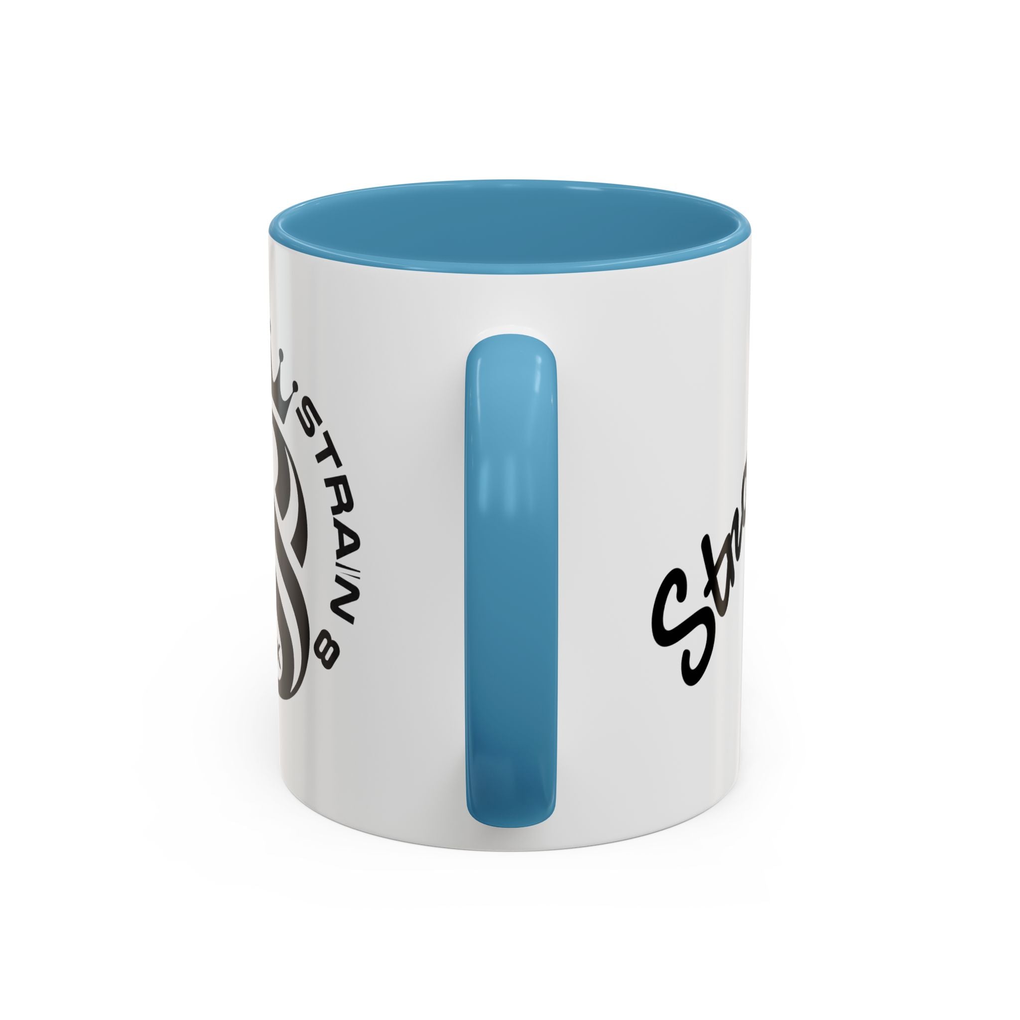 Strain 8 UK Logo Accent Coffee Mug — Crowned S8 Black & White
