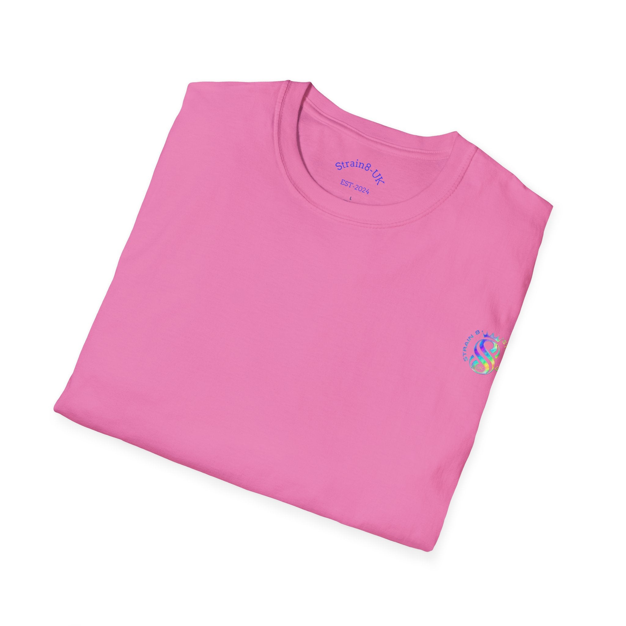 Strain8-UK Logo T-Shirt — Small Embroidered Globe Tee, THE LOGO LINE........