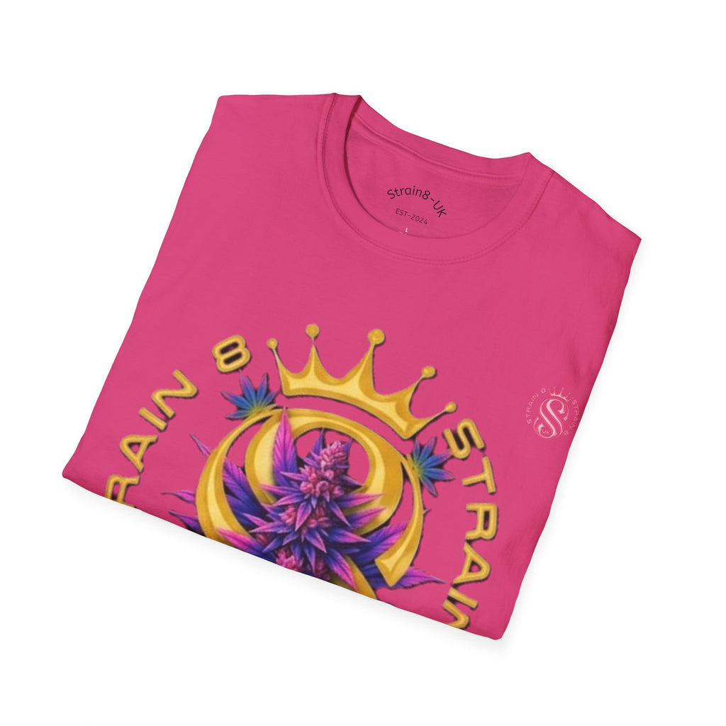 Strain8-UK Crowned Purple Floral & Original Logo T-Shirt — Strain8-UK Graphic Tee