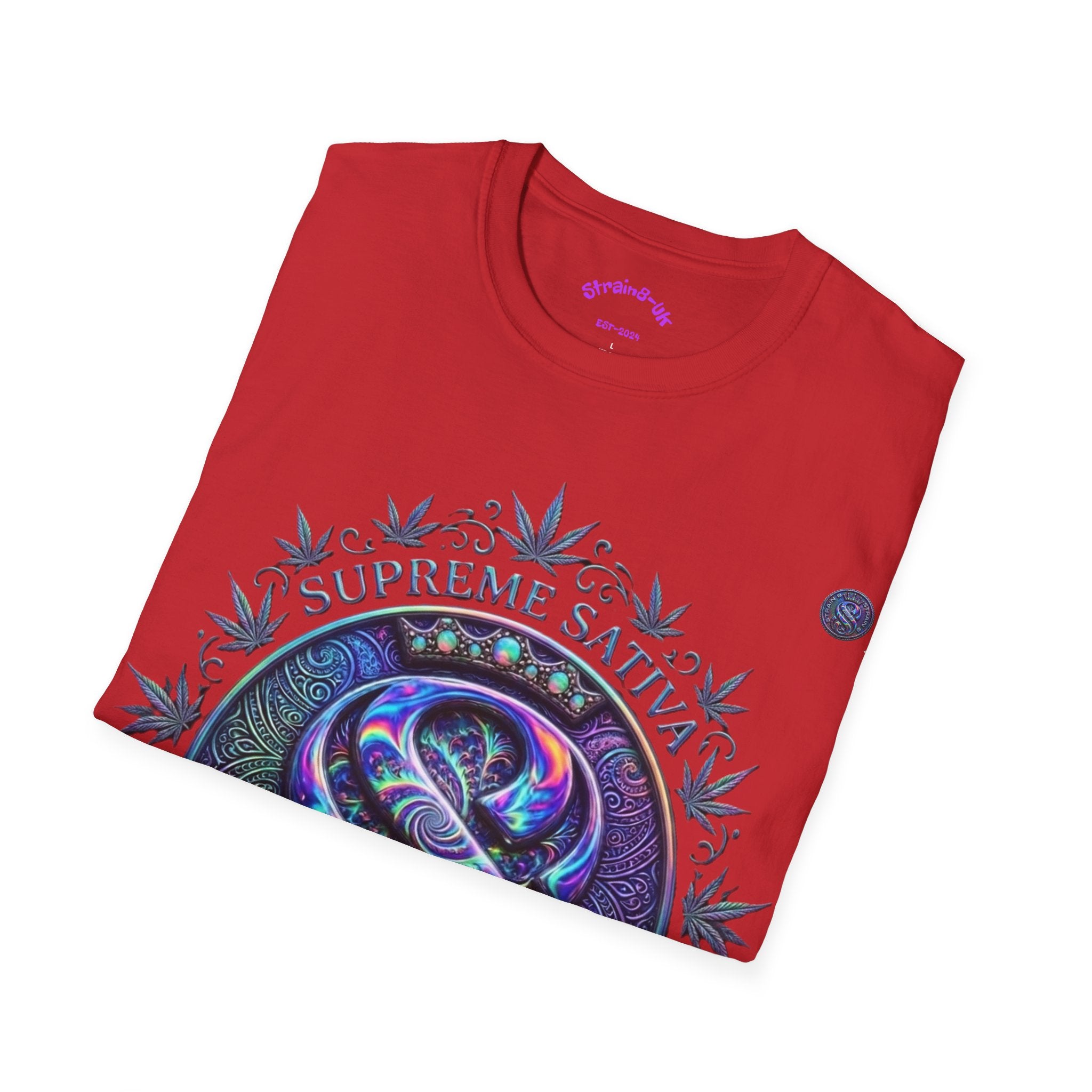 Strain8-UK Supreme Sativa Graphic T‑Shirt — "The Highest Grade" Psychedelic Logo Tee