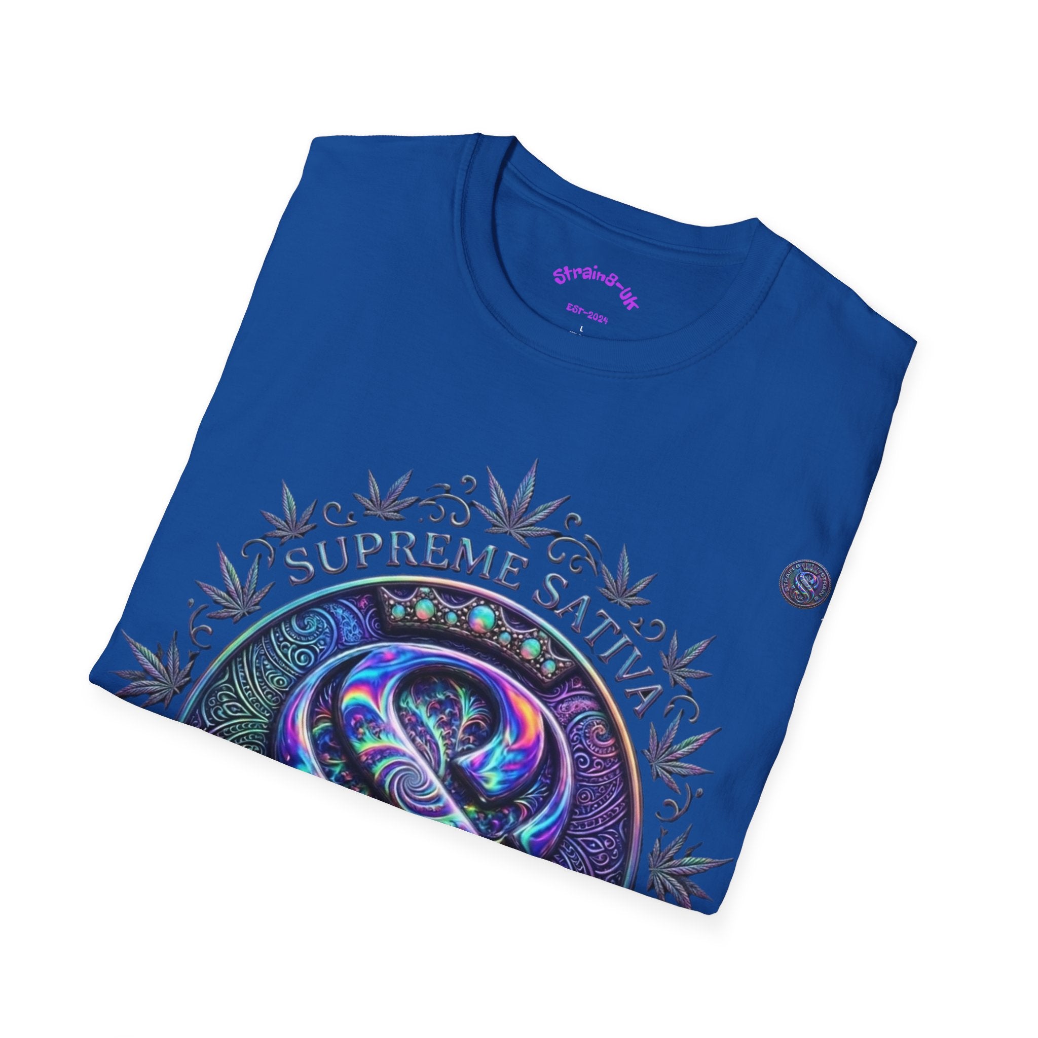 Strain8-UK Supreme Sativa Graphic T‑Shirt — "The Highest Grade" Psychedelic Logo Tee