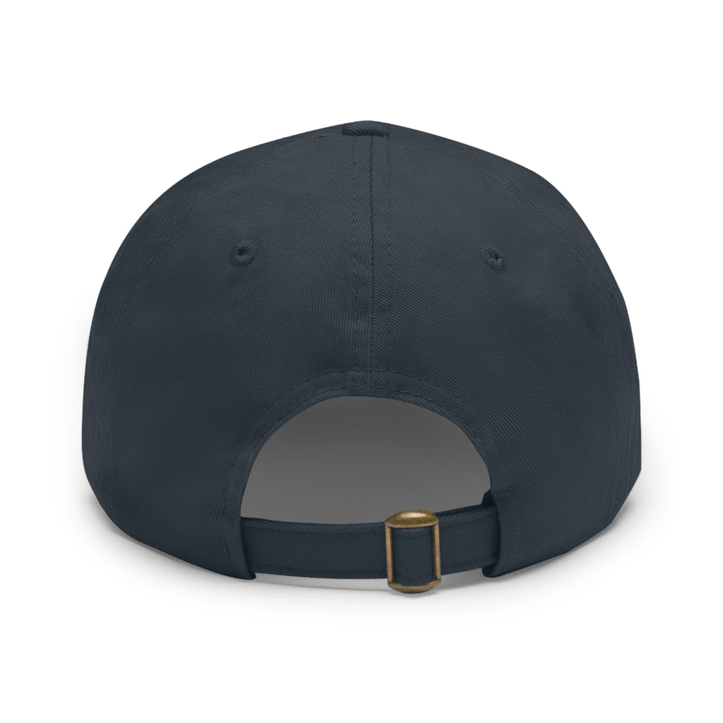 Leather Patch Dad Hat — Round Strain8-UK Cap for Casual Streetwear