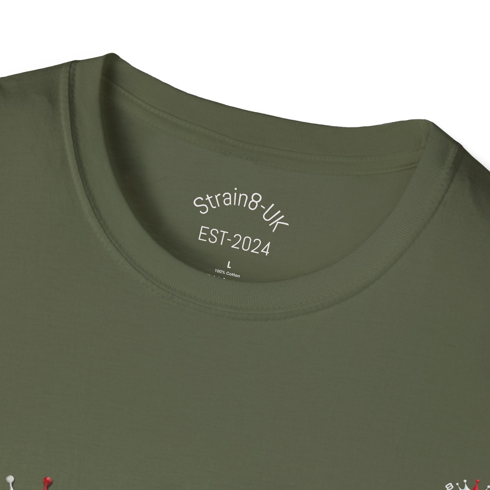 High Performance Strain8-UK Muscle Car T‑Shirt — Green Sports Car Graphic St George Cross Alloys Tee