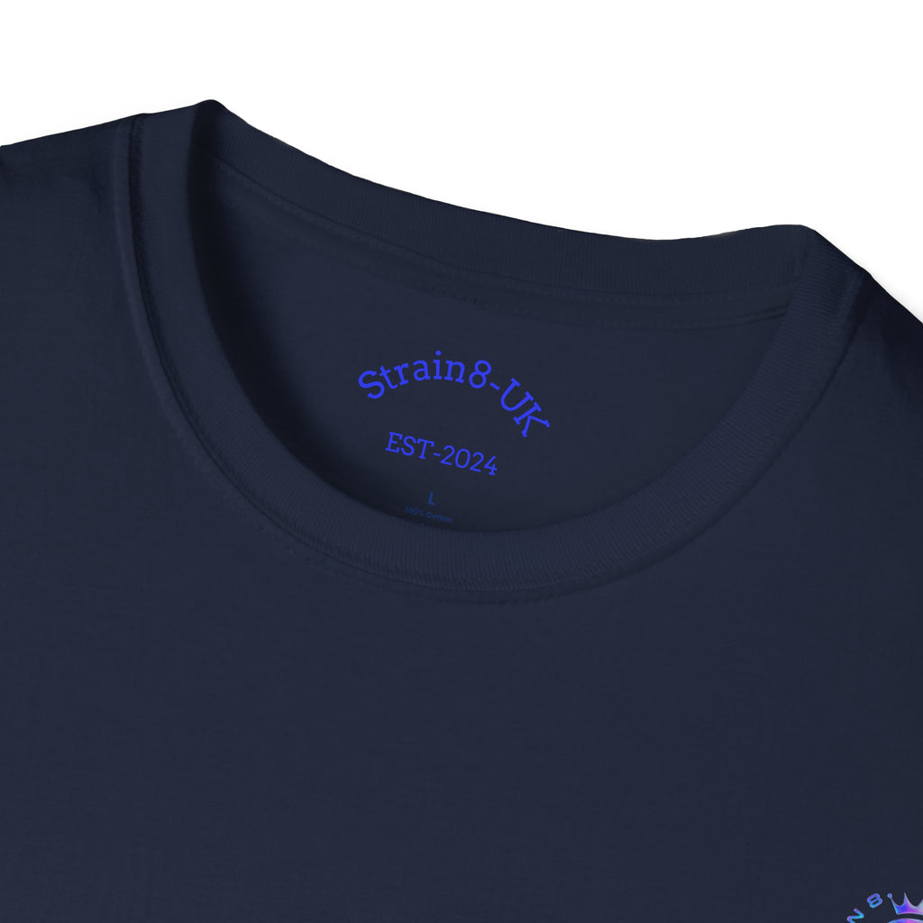Strain8-UK Logo T-Shirt — Small Embroidered Globe Tee, THE LOGO LINE........