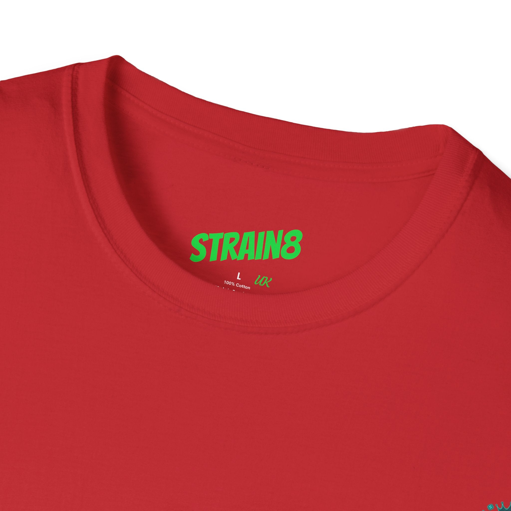 Minimal White T‑Shirt with Small Strain8-UK Chest Emblem — Classic Casual Tee