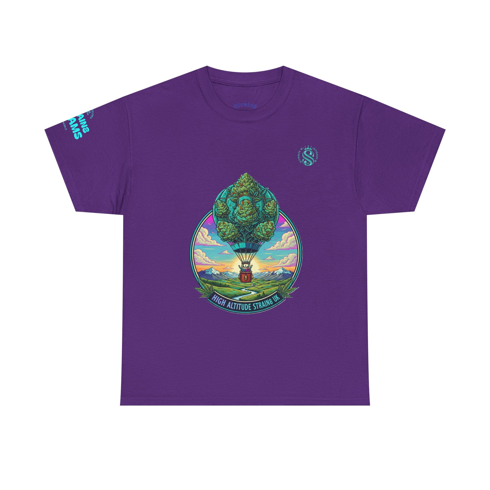 Strain8-UK T-Shirt — "High Altitude Strains" Hot Air Balloon Tree Graphic Tee