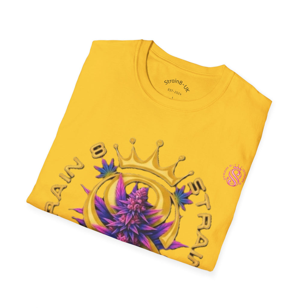 Strain8-UK Crowned Purple Floral & Original Logo T-Shirt — Strain8-UK Graphic Tee