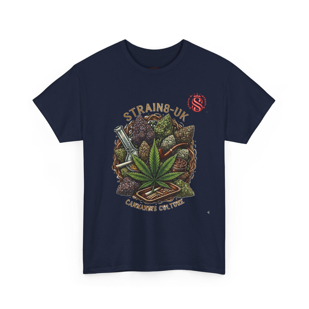 Strain8-UK Cannabis Culture T-Shirt — "Strain8-UK" Vintage Marijuana Leaf Graphic Tee
