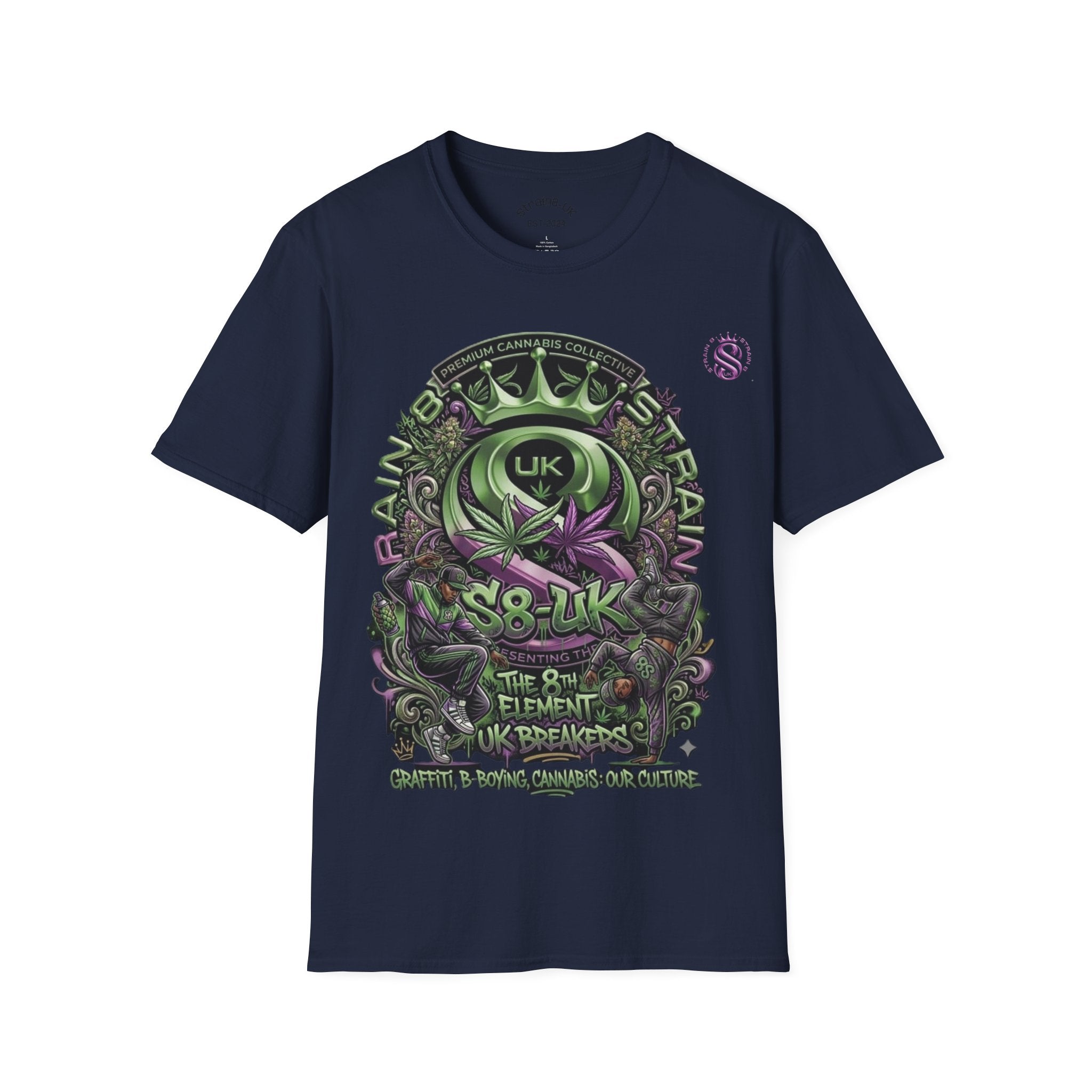 Strain8-UK Graffiti Cannabis/B-Boy Themed '8th Element' Graphic T-Shirt