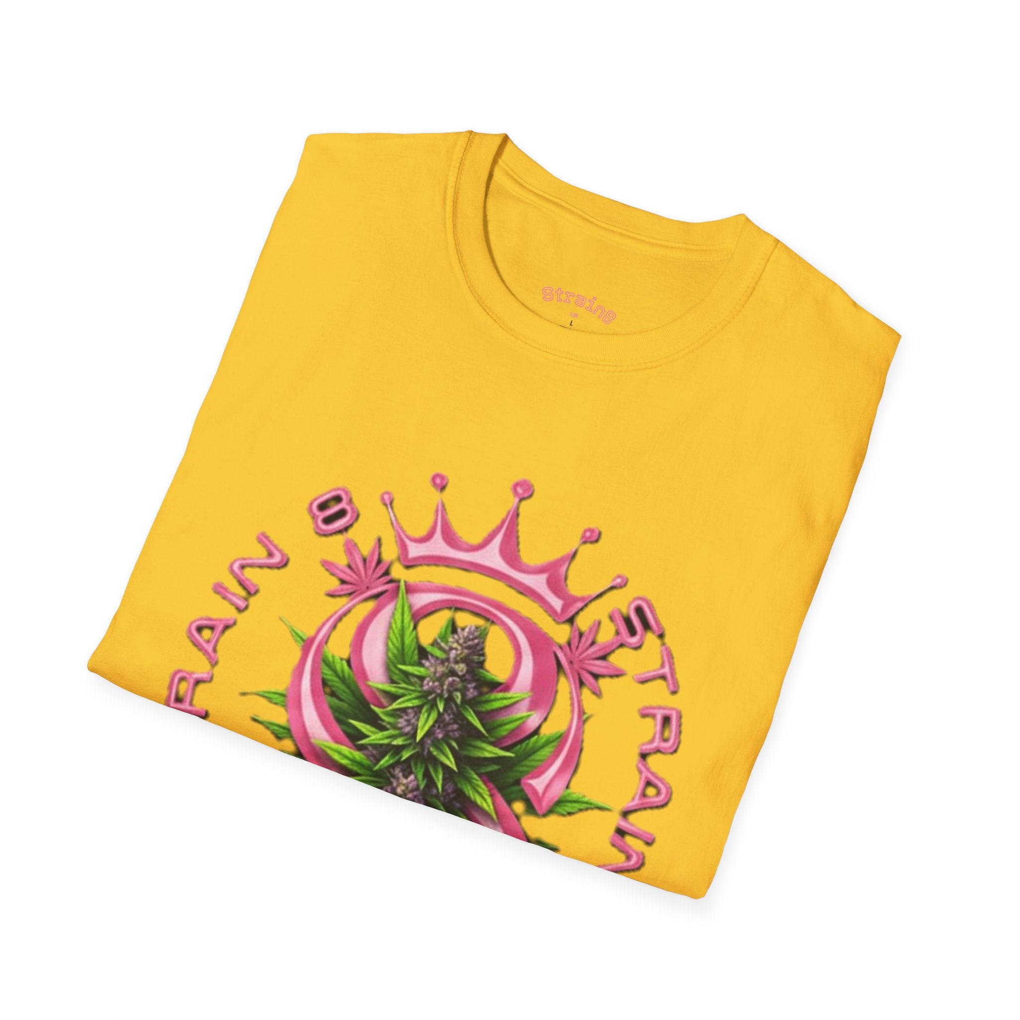 Strain8-UK logo/mixed Cannabis Crown T-Shirt — Train & Treat Floral Weed Graphic Tee
