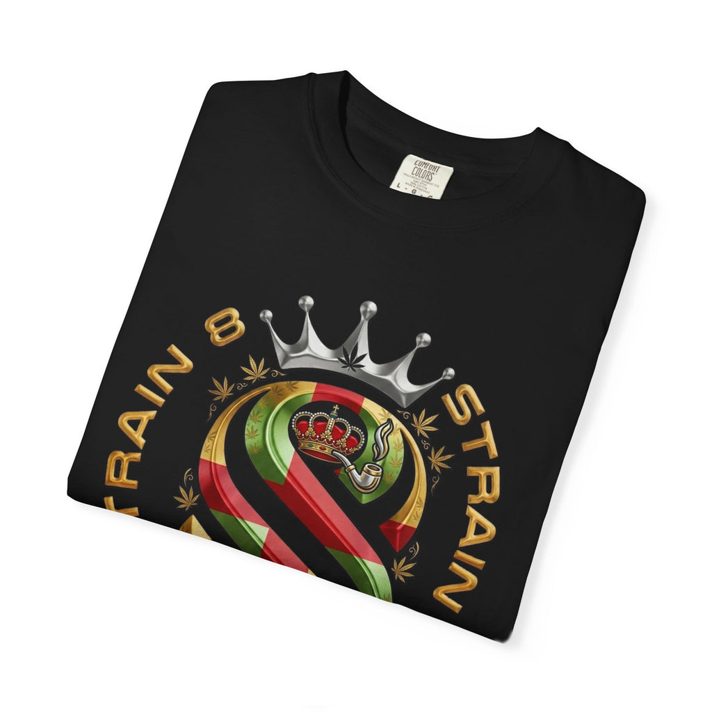 Strain8-UK Crown Logo T-Shirt — St George Cross Mixed With Spanish Flahg-Inspired Graphic Tee