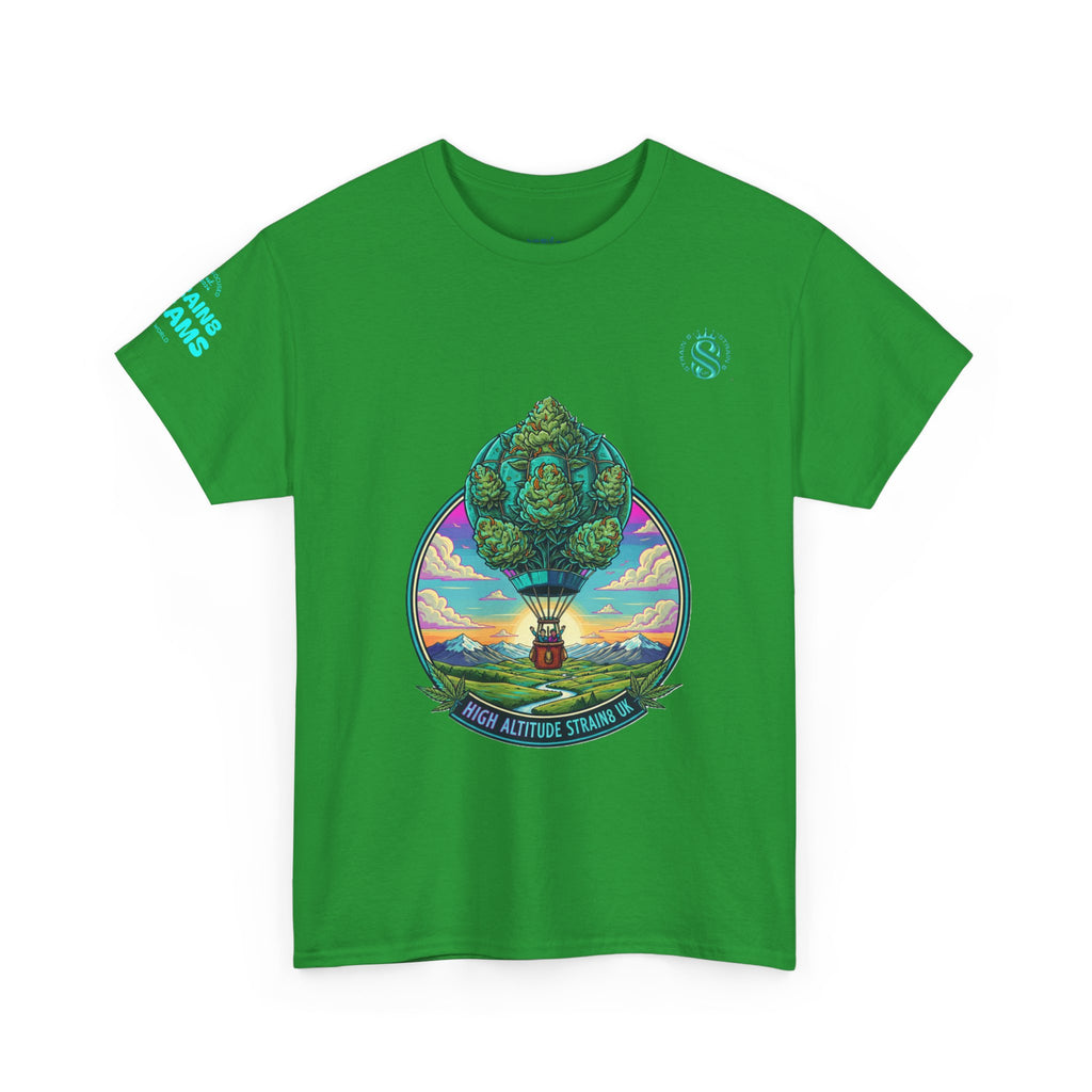 Strain8-UK T-Shirt — "High Altitude Strains" Hot Air Balloon Tree Graphic Tee