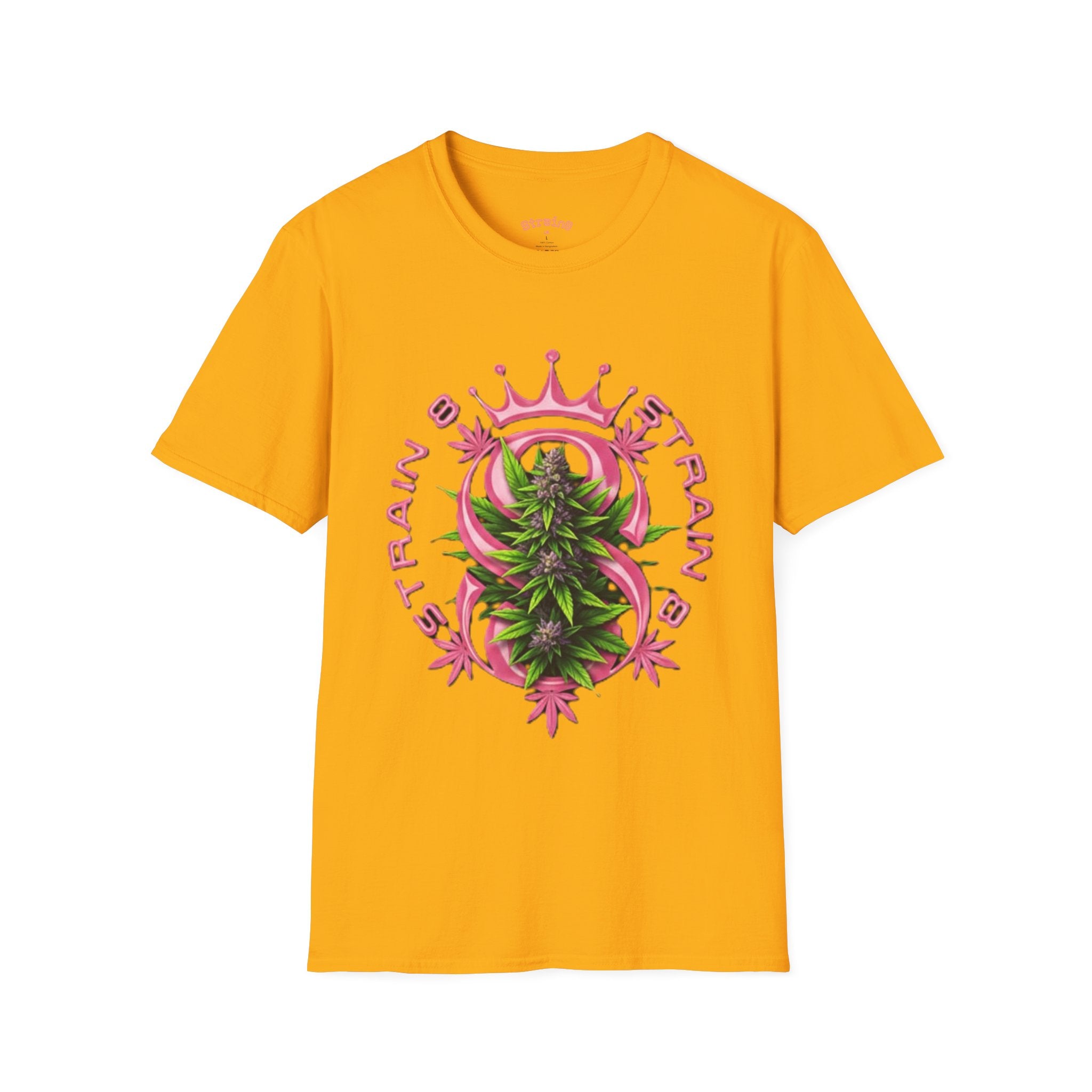 Strain8-UK logo/mixed Cannabis Crown T-Shirt — Train & Treat Floral Weed Graphic Tee