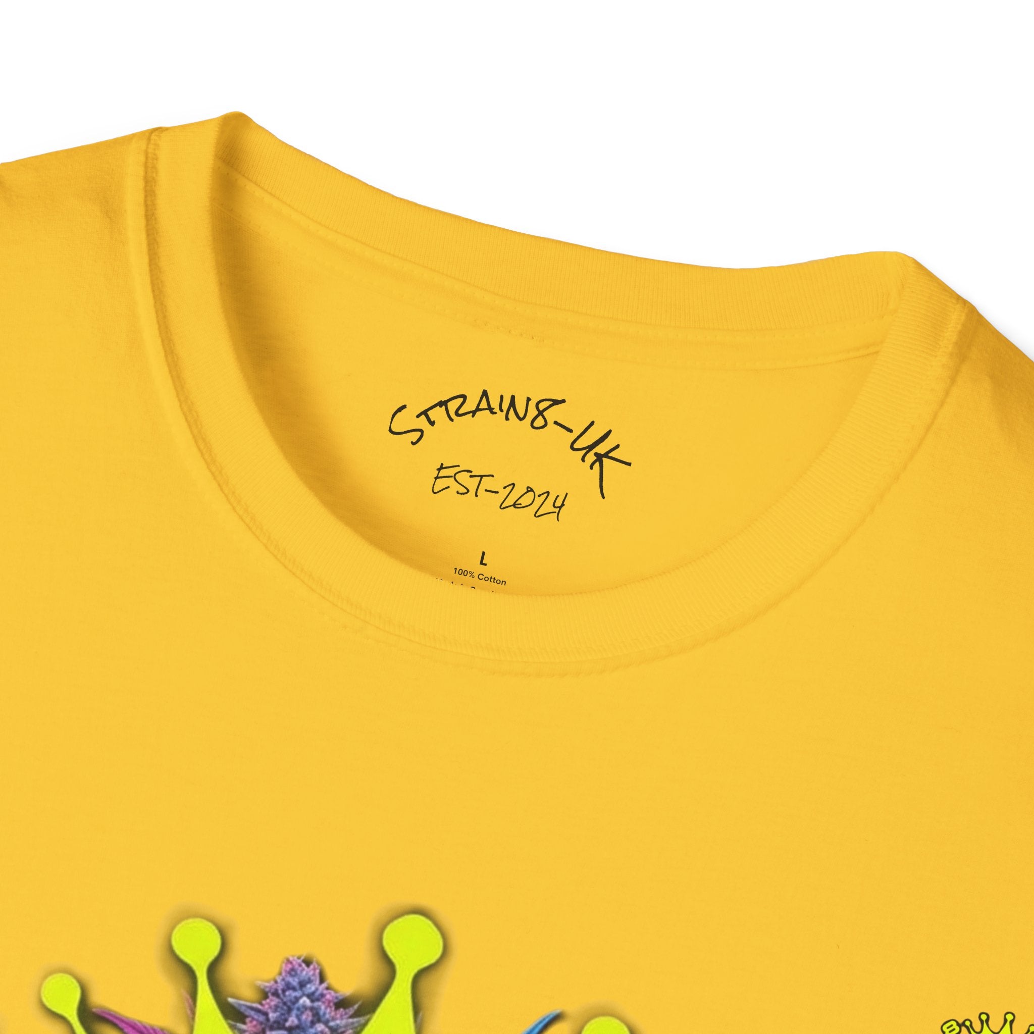 Strain8-UK  T-Shirt — 'Strain8-UK' Crown Cannabis Design with flower T shirt