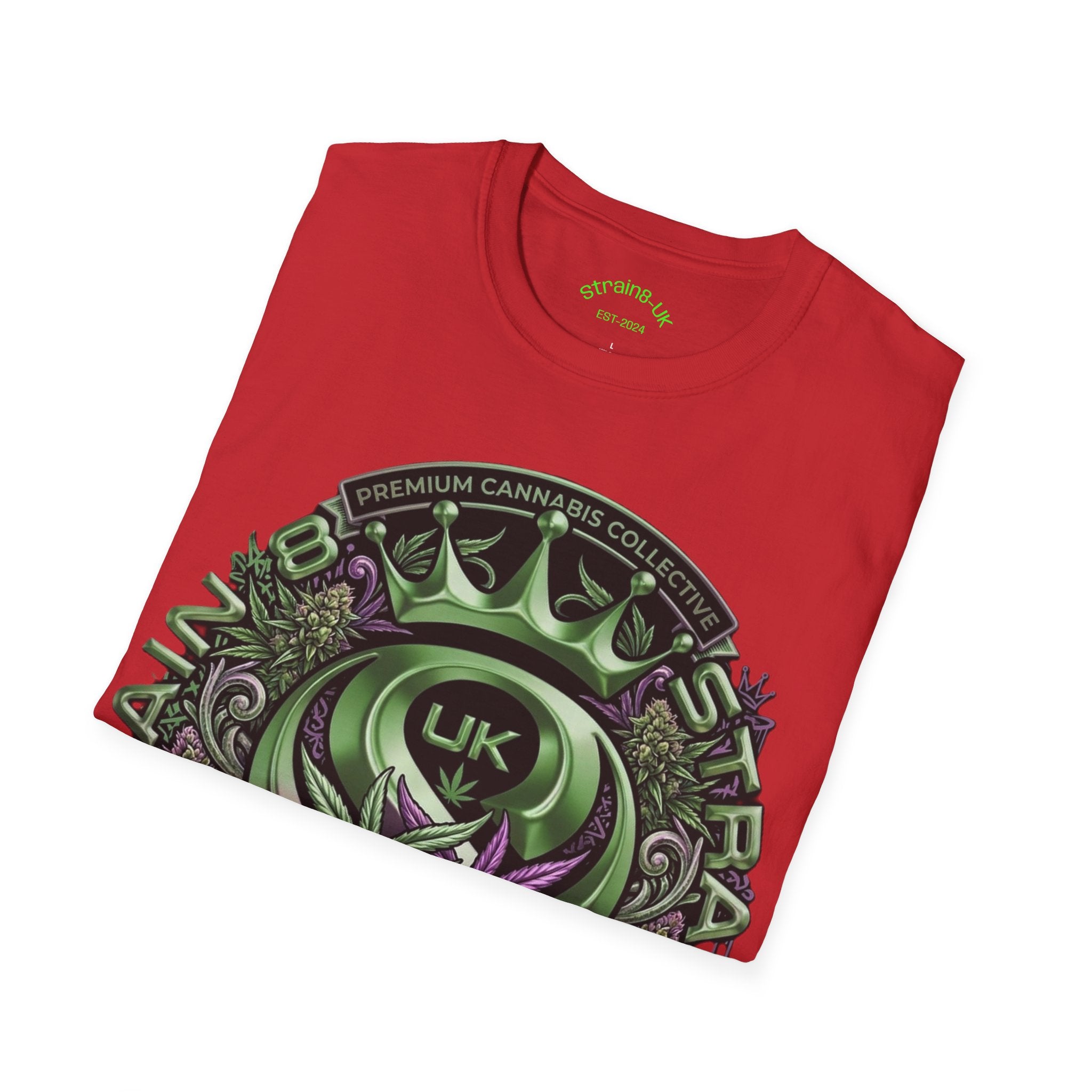 Strain8-UK Cannabis Crown Graffiti T-Shirt — S8-UK Green & Purple Streetwear