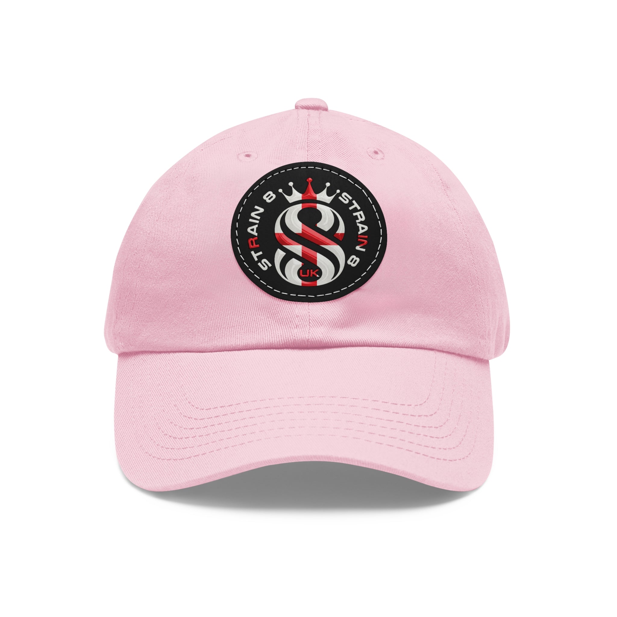 Leather Patch Dad Hat — Round Strain8-UK Cap for Casual Streetwear