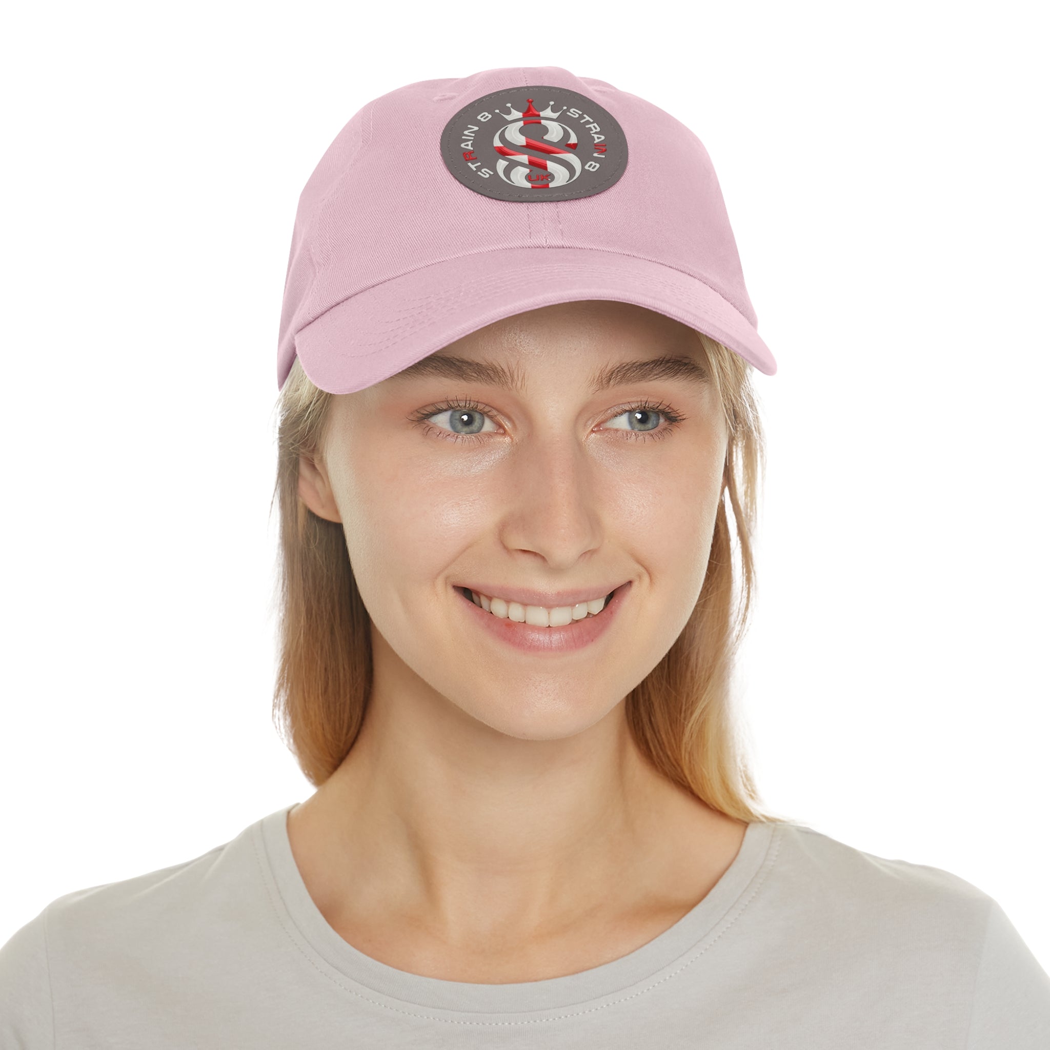 Leather Patch Dad Hat — Round Strain8-UK Cap for Casual Streetwear