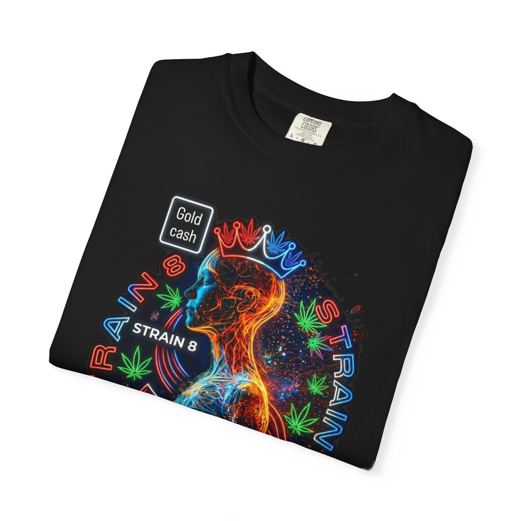 T-Shirt — Psychedelic Crowned Female Energy Glow, Freedom to Grow Graphic Tee (Strain8-UK)