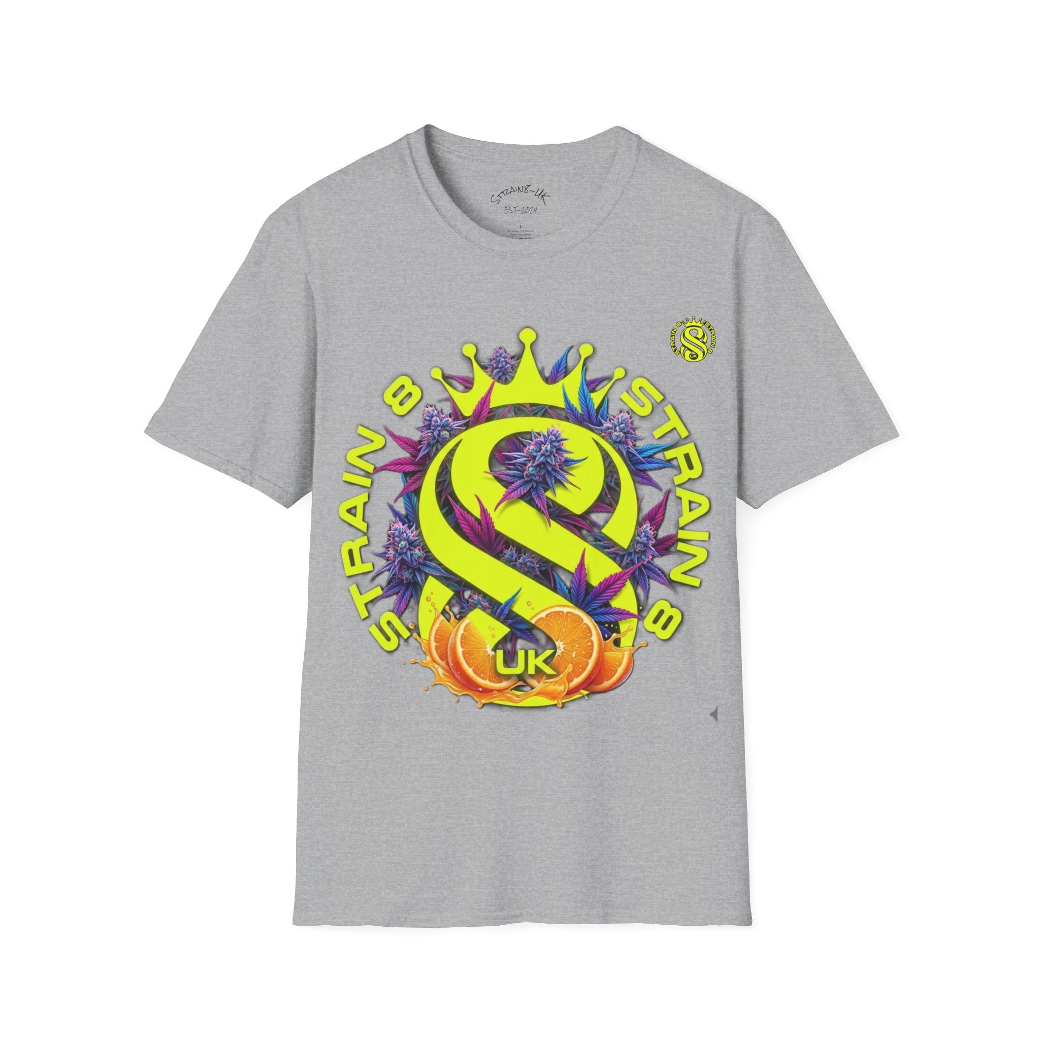 Strain8-UK  T-Shirt — 'Strain8-UK' Crown Cannabis Design with flower T shirt