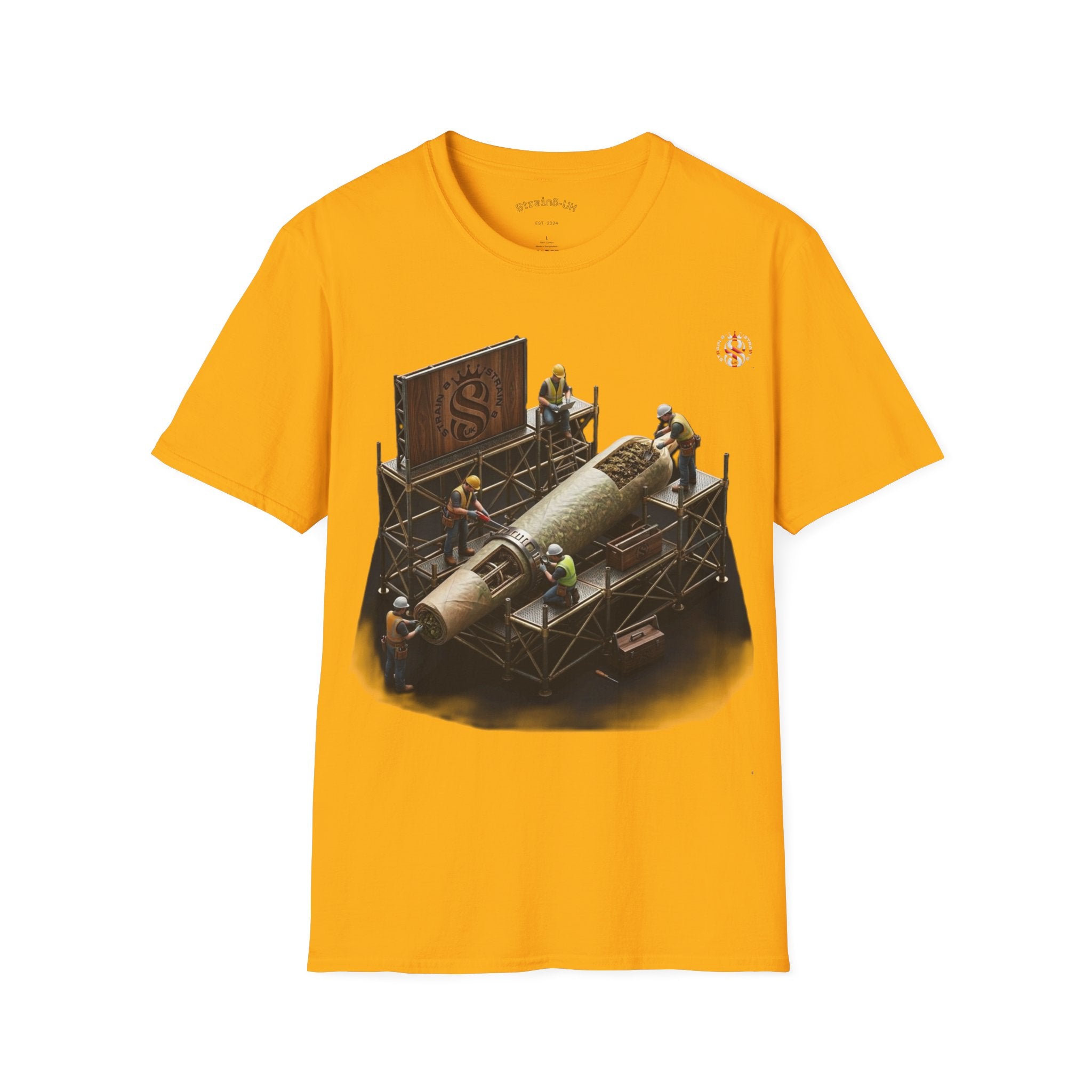 Aerospace Restoration S8-UK Crew T-Shirt — Rocket Repair Workshop Illustration