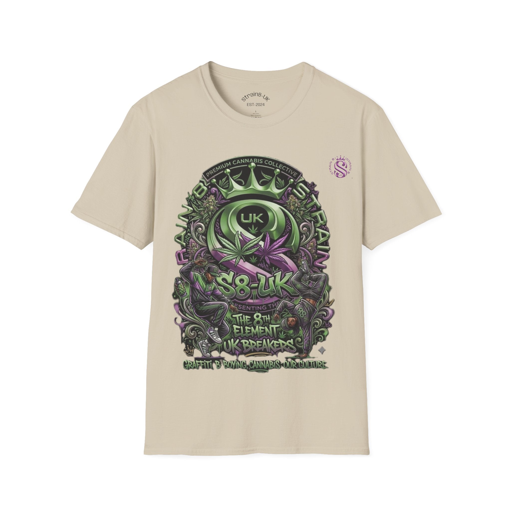 Strain8-UK Graffiti Cannabis/B-Boy Themed '8th Element' Graphic T-Shirt