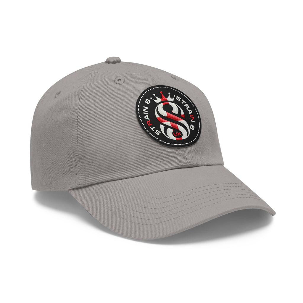 Leather Patch Dad Hat — Round Strain8-UK Cap for Casual Streetwear