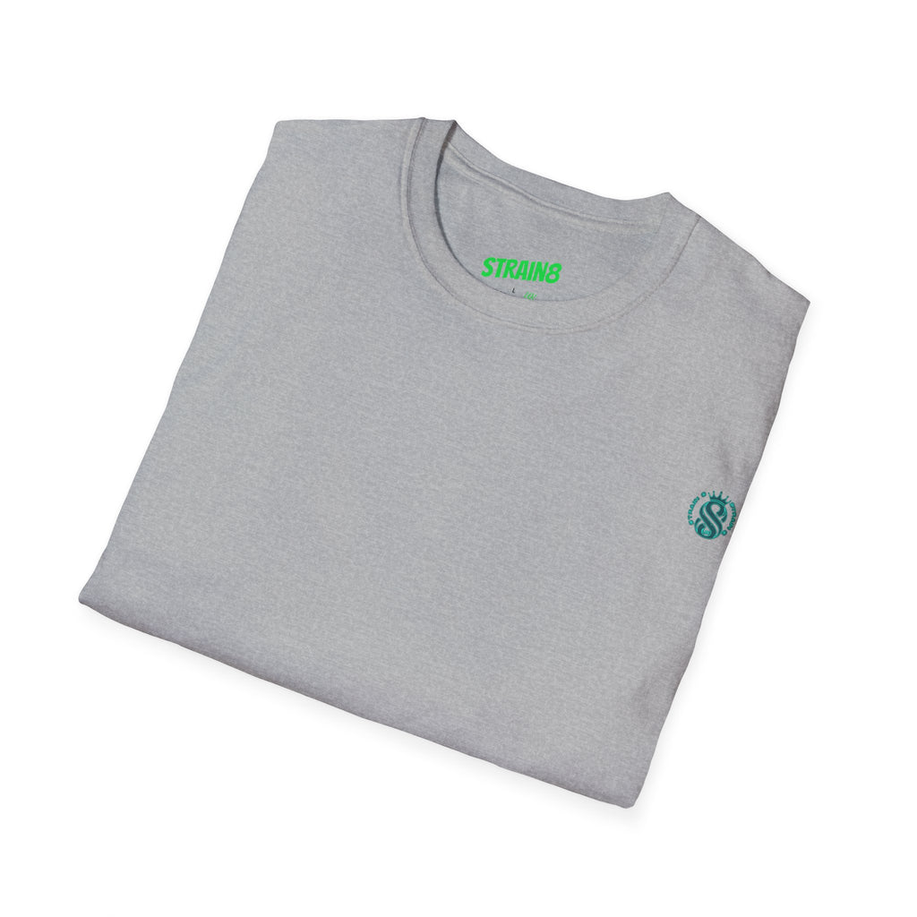Minimal White T‑Shirt with Small Strain8-UK Chest Emblem — Classic Casual Tee