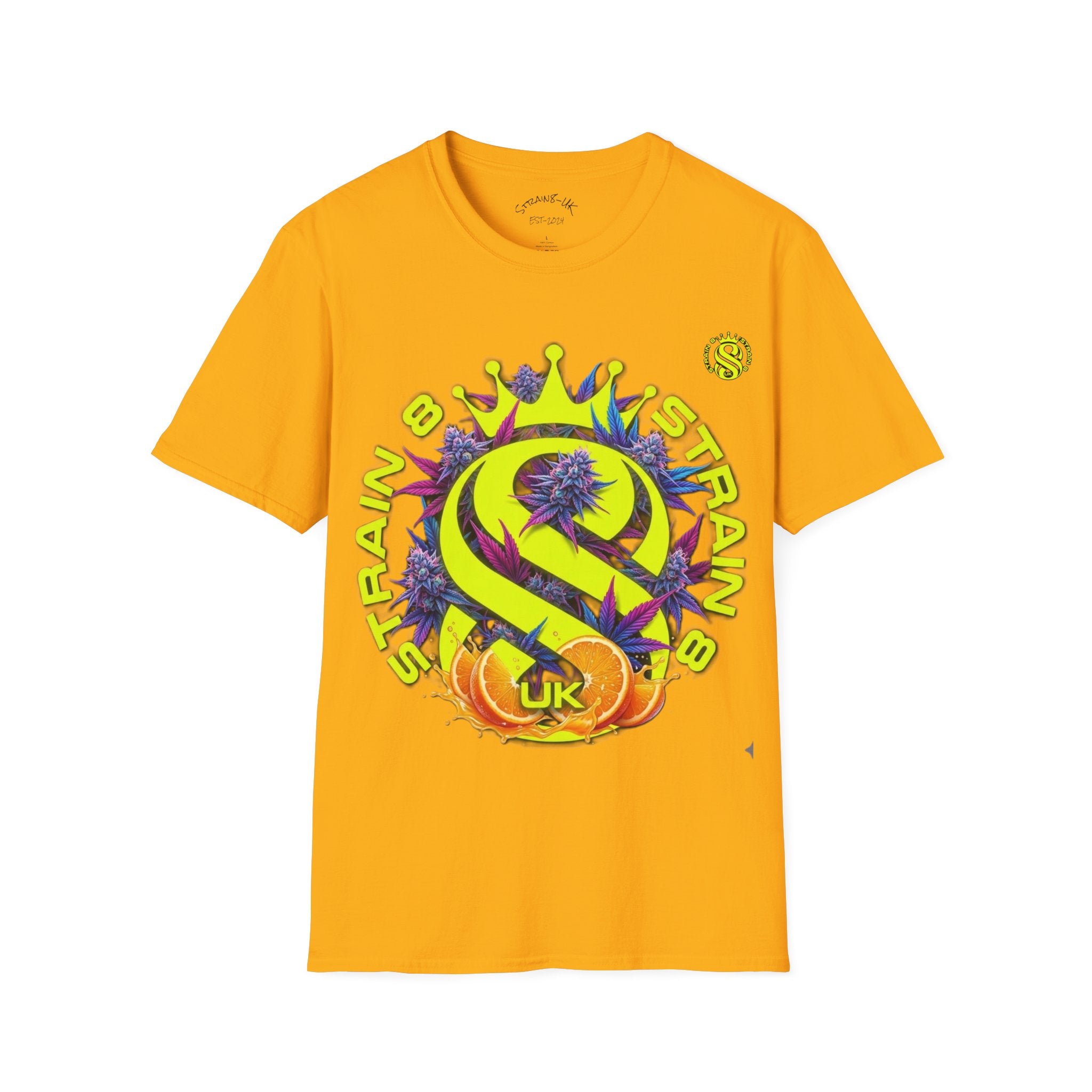 Strain8-UK  T-Shirt — 'Strain8-UK' Crown Cannabis Design with flower T shirt