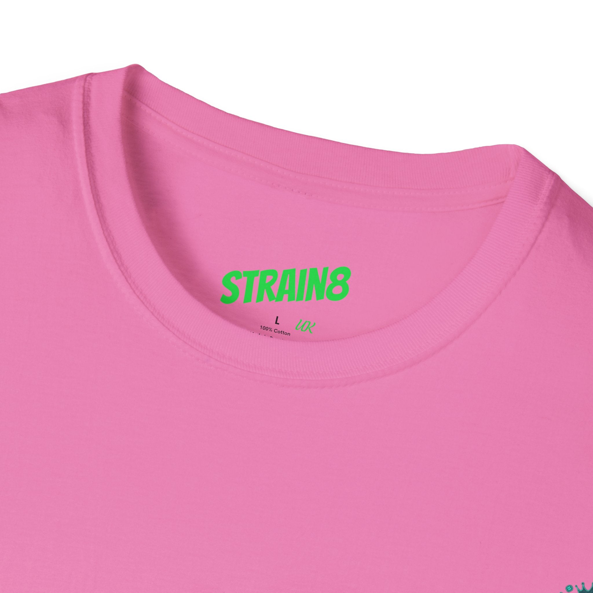 Minimal White T‑Shirt with Small Strain8-UK Chest Emblem — Classic Casual Tee