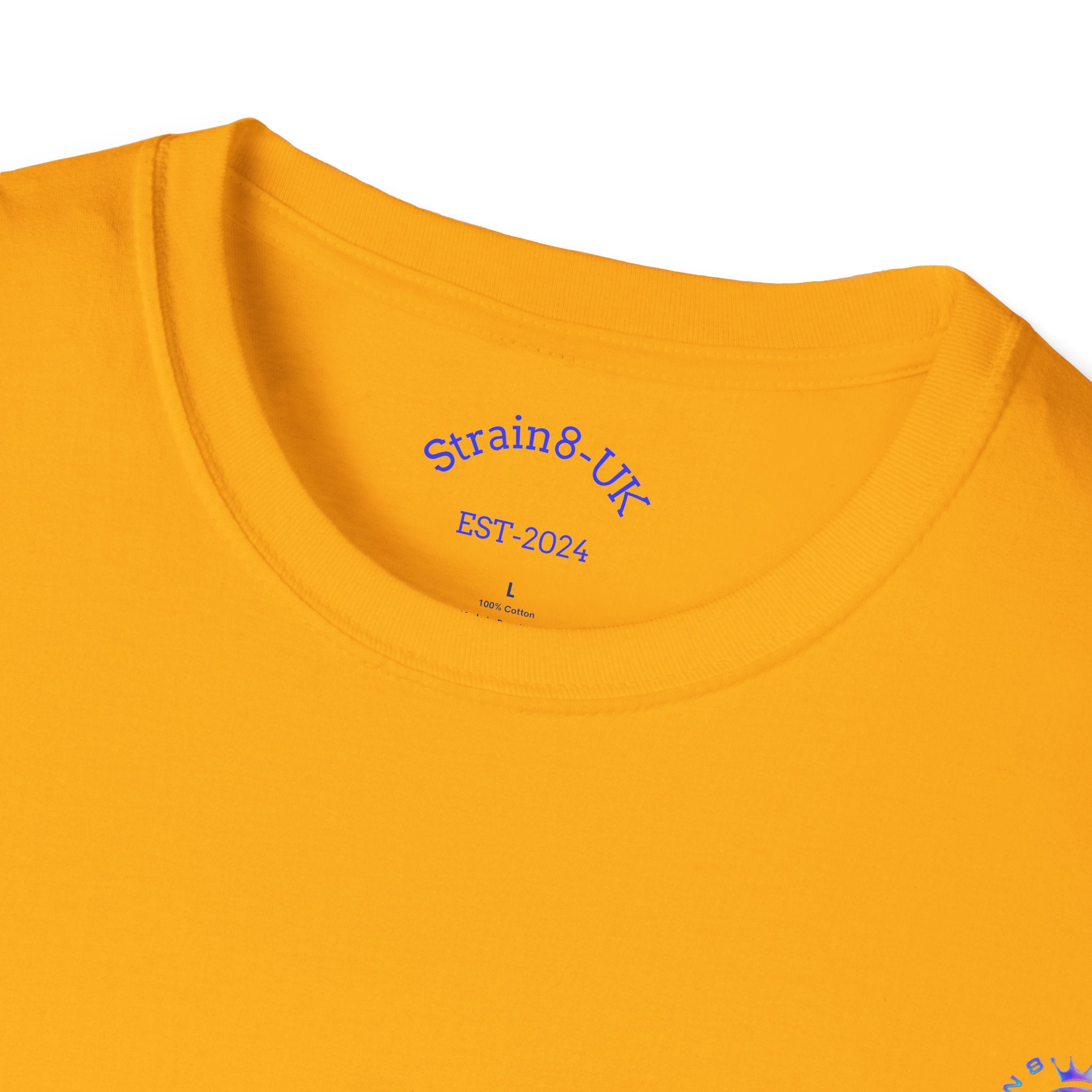 Strain8-UK Logo T-Shirt — Small Embroidered Globe Tee, THE LOGO LINE........