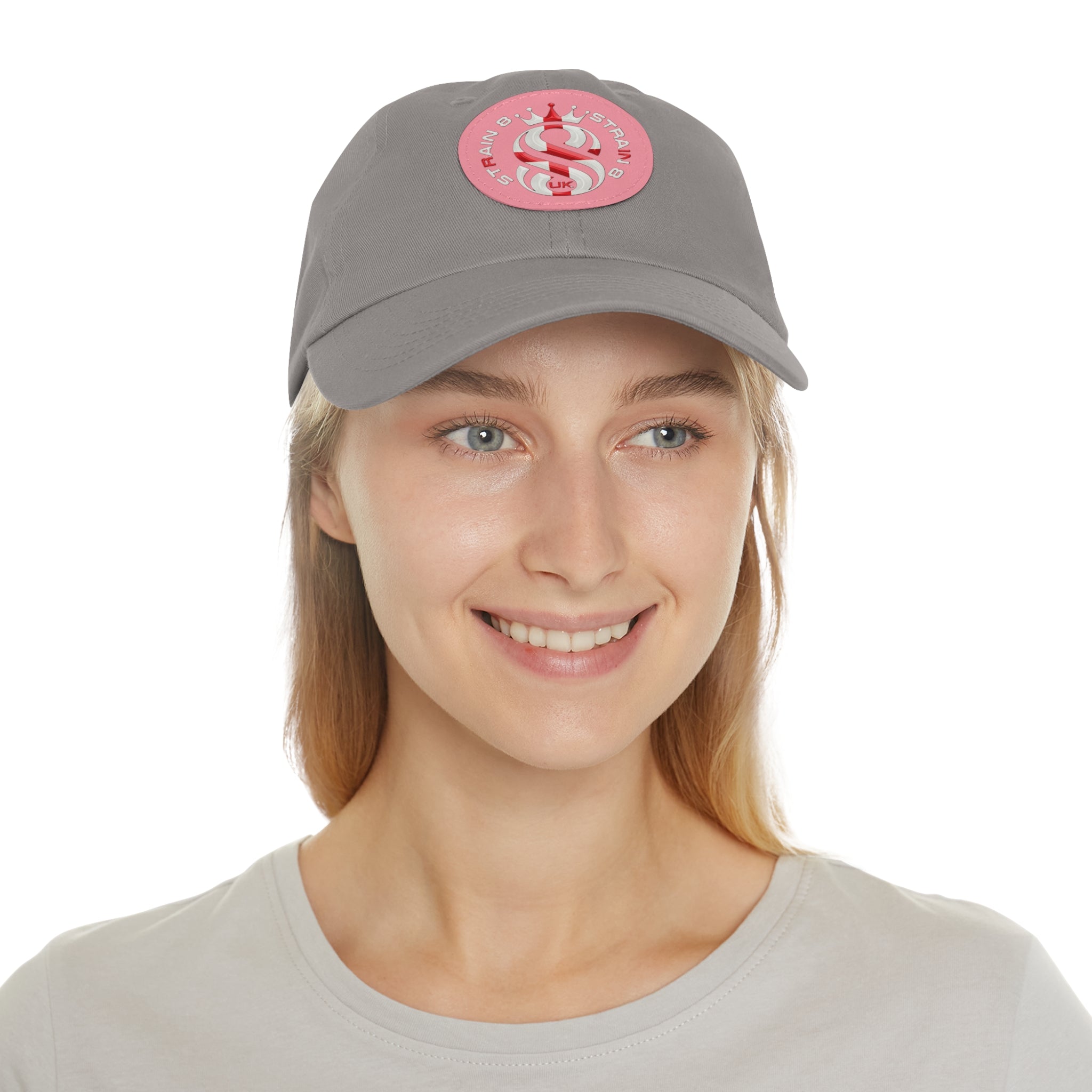 Leather Patch Dad Hat — Round Strain8-UK Cap for Casual Streetwear