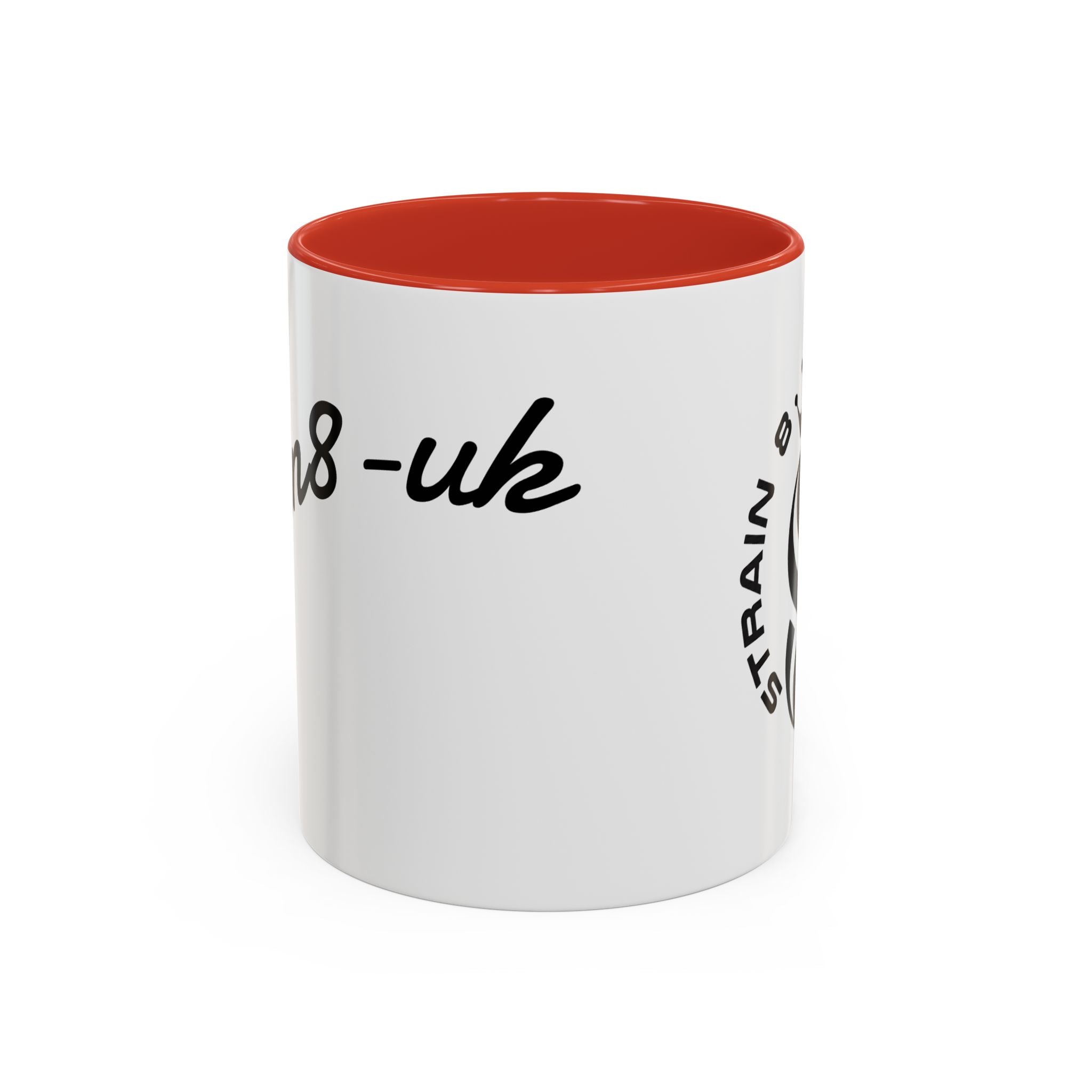 Strain 8 UK Logo Accent Coffee Mug — Crowned S8 Black & White