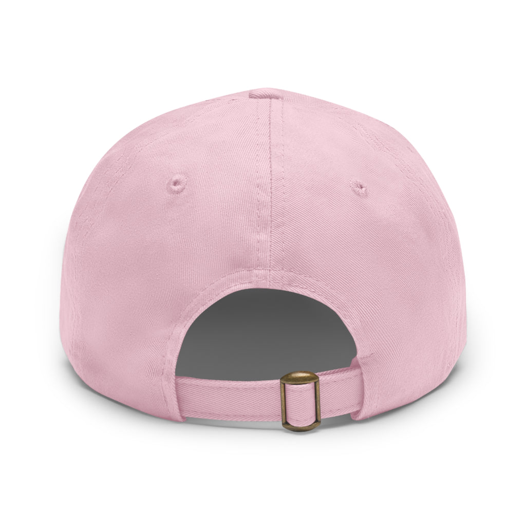 Leather Patch Dad Hat — Round Strain8-UK Cap for Casual Streetwear