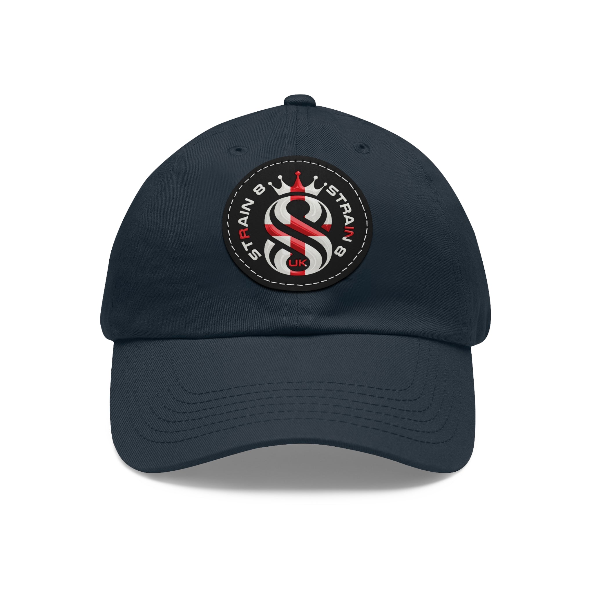 Leather Patch Dad Hat — Round Strain8-UK Cap for Casual Streetwear