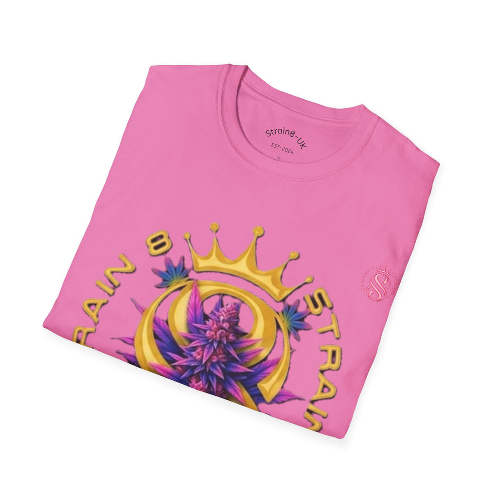 Strain8-UK Crowned Purple Floral & Original Logo T-Shirt — Strain8-UK Graphic Tee