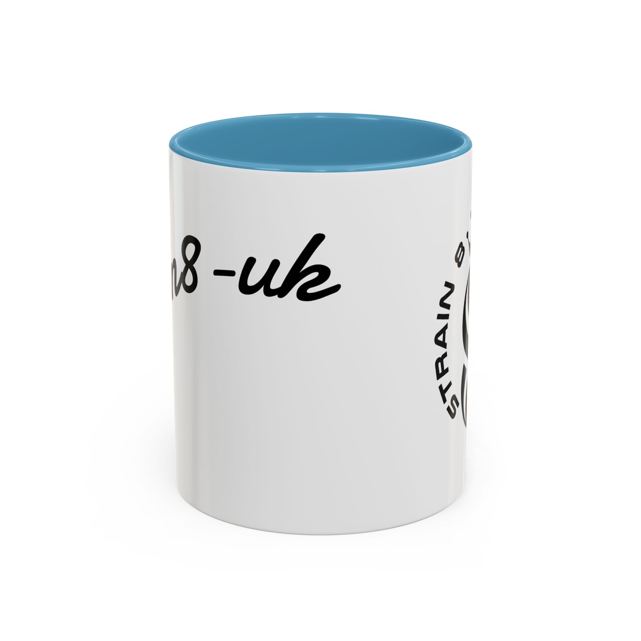 Strain 8 UK Logo Accent Coffee Mug — Crowned S8 Black & White