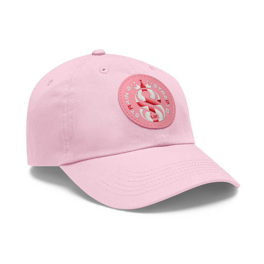 Leather Patch Dad Hat — Round Strain8-UK Cap for Casual Streetwear