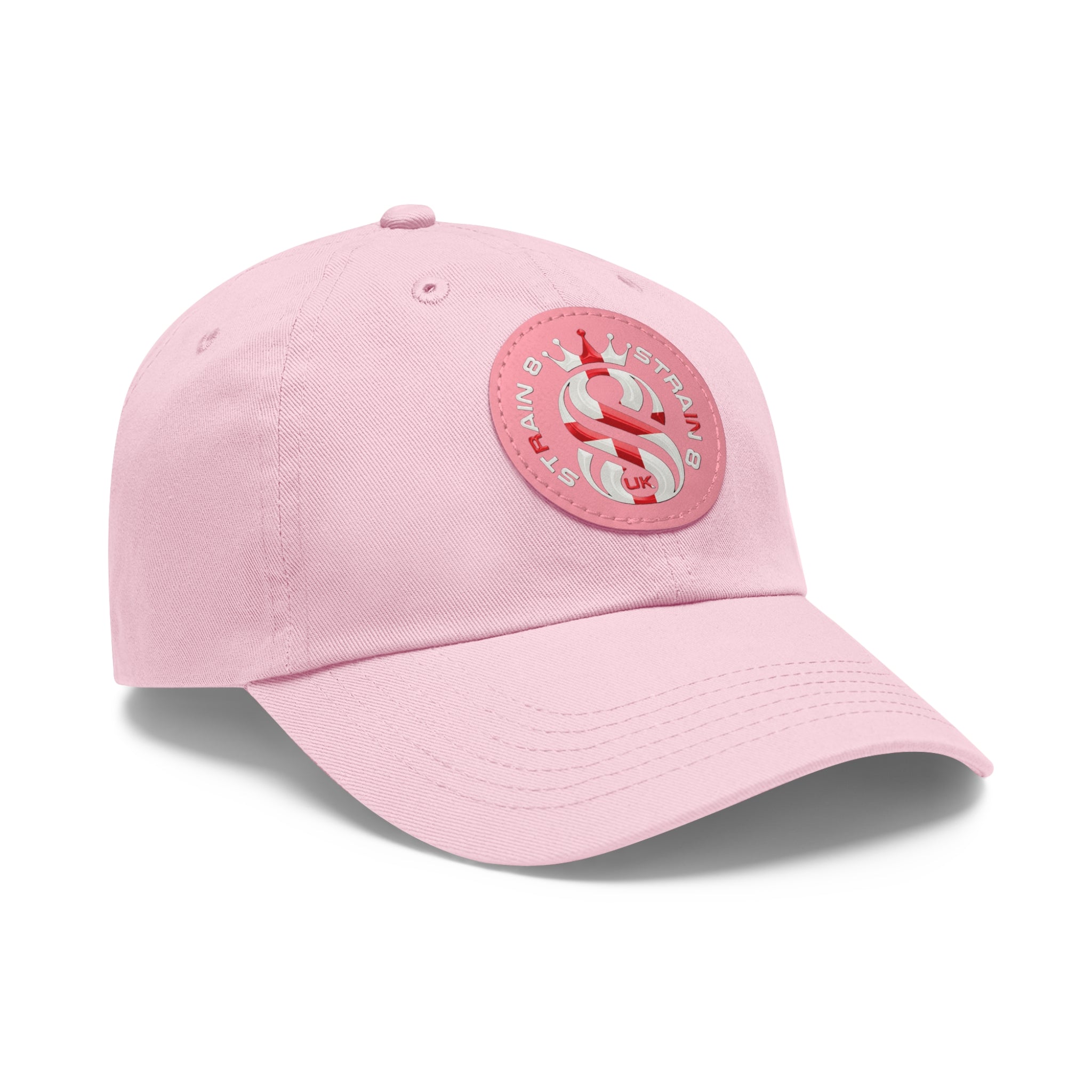 Leather Patch Dad Hat — Round Strain8-UK Cap for Casual Streetwear