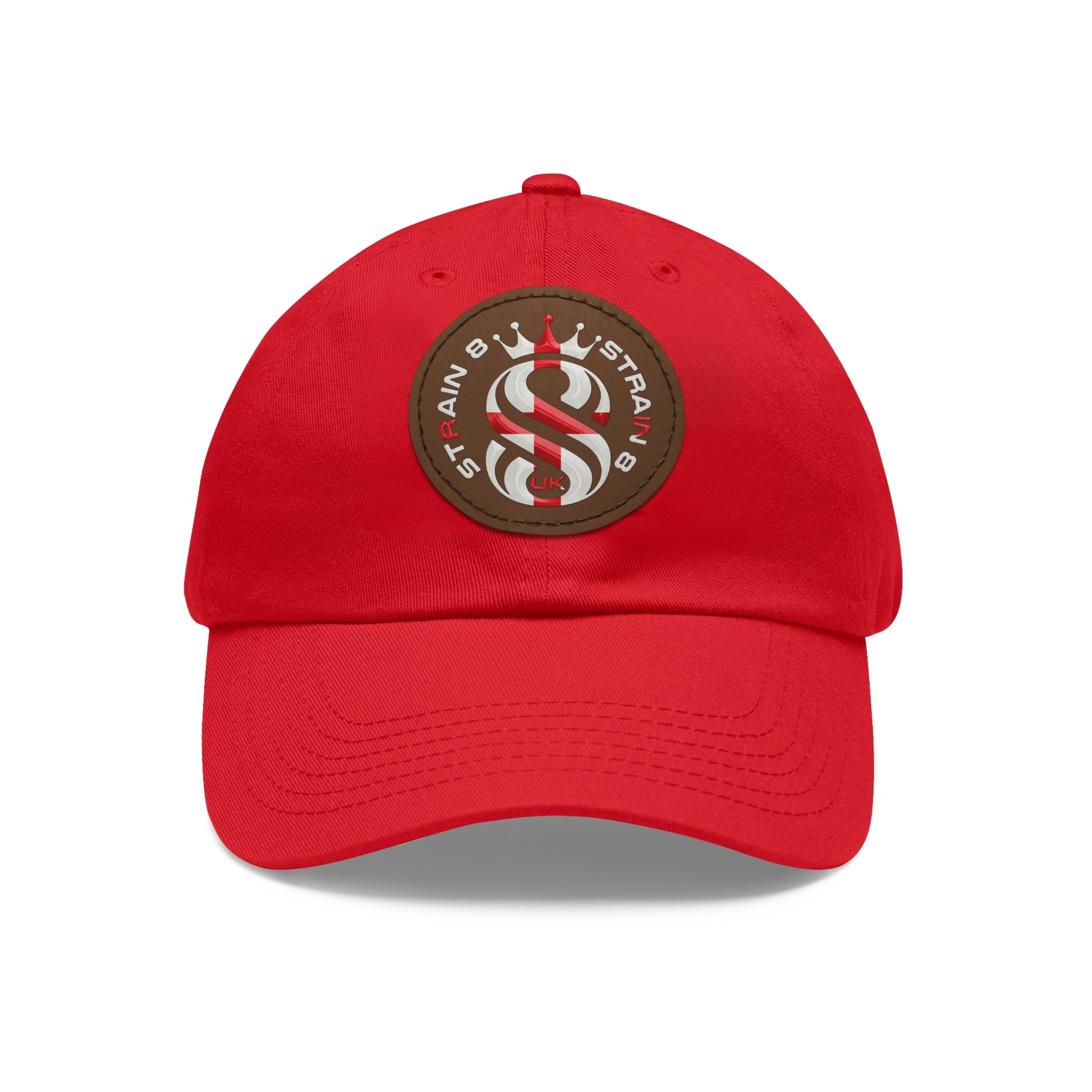 Leather Patch Dad Hat — Round Strain8-UK Cap for Casual Streetwear