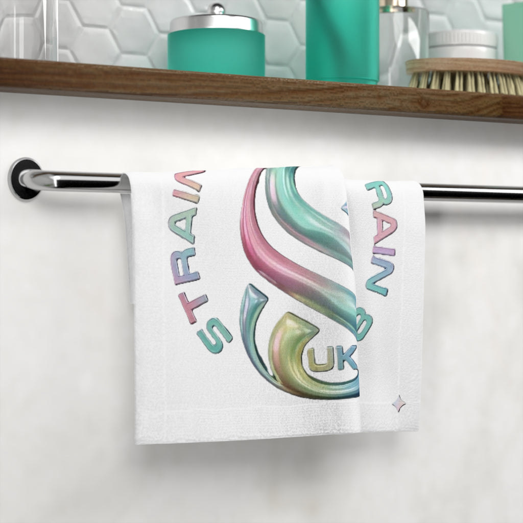 Pastel Strain8-UK Crown Logo Face Towel — "Strain 8 UK" Soft Decorative Washcloth