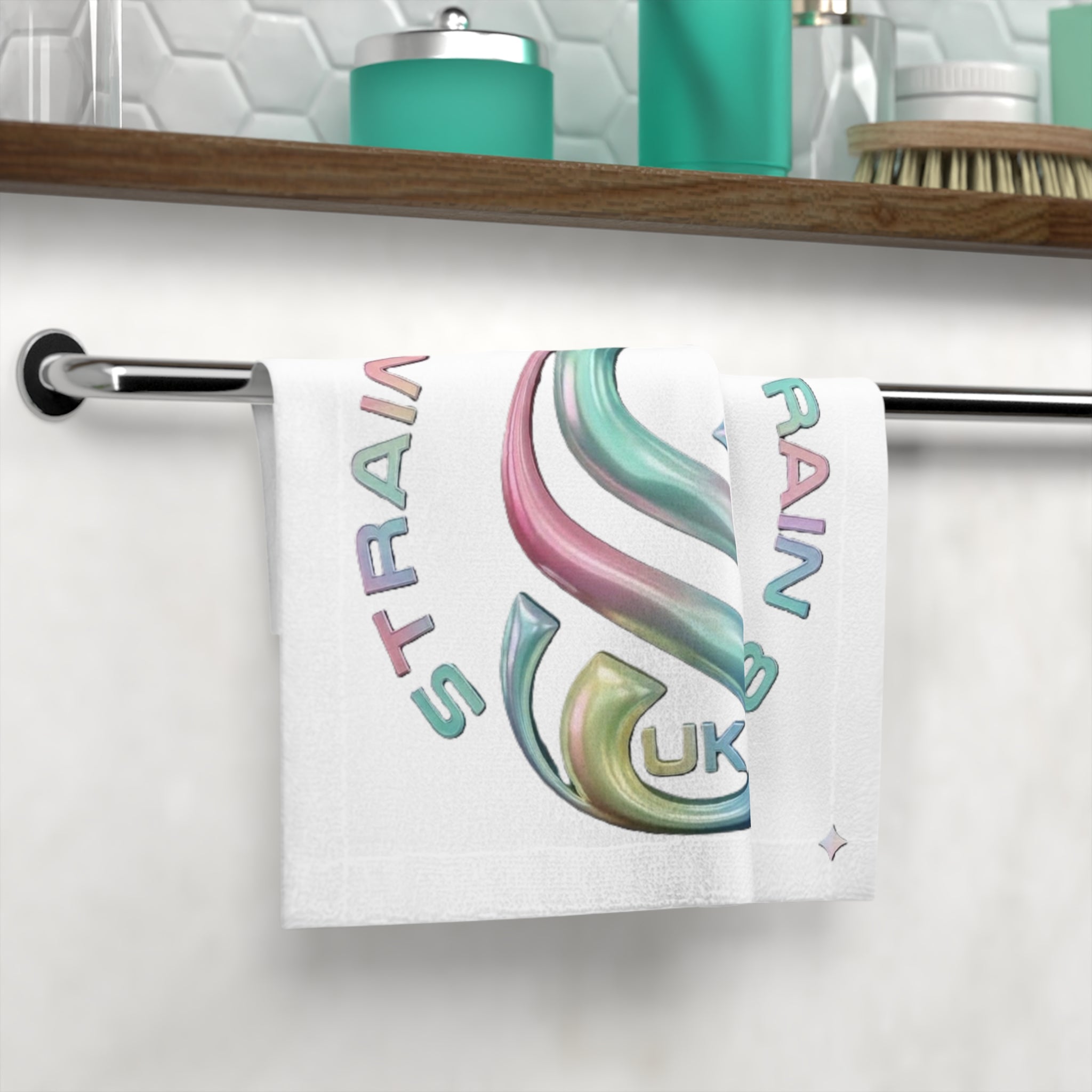 Pastel Strain8-UK Crown Logo Face Towel — "Strain 8 UK" Soft Decorative Washcloth